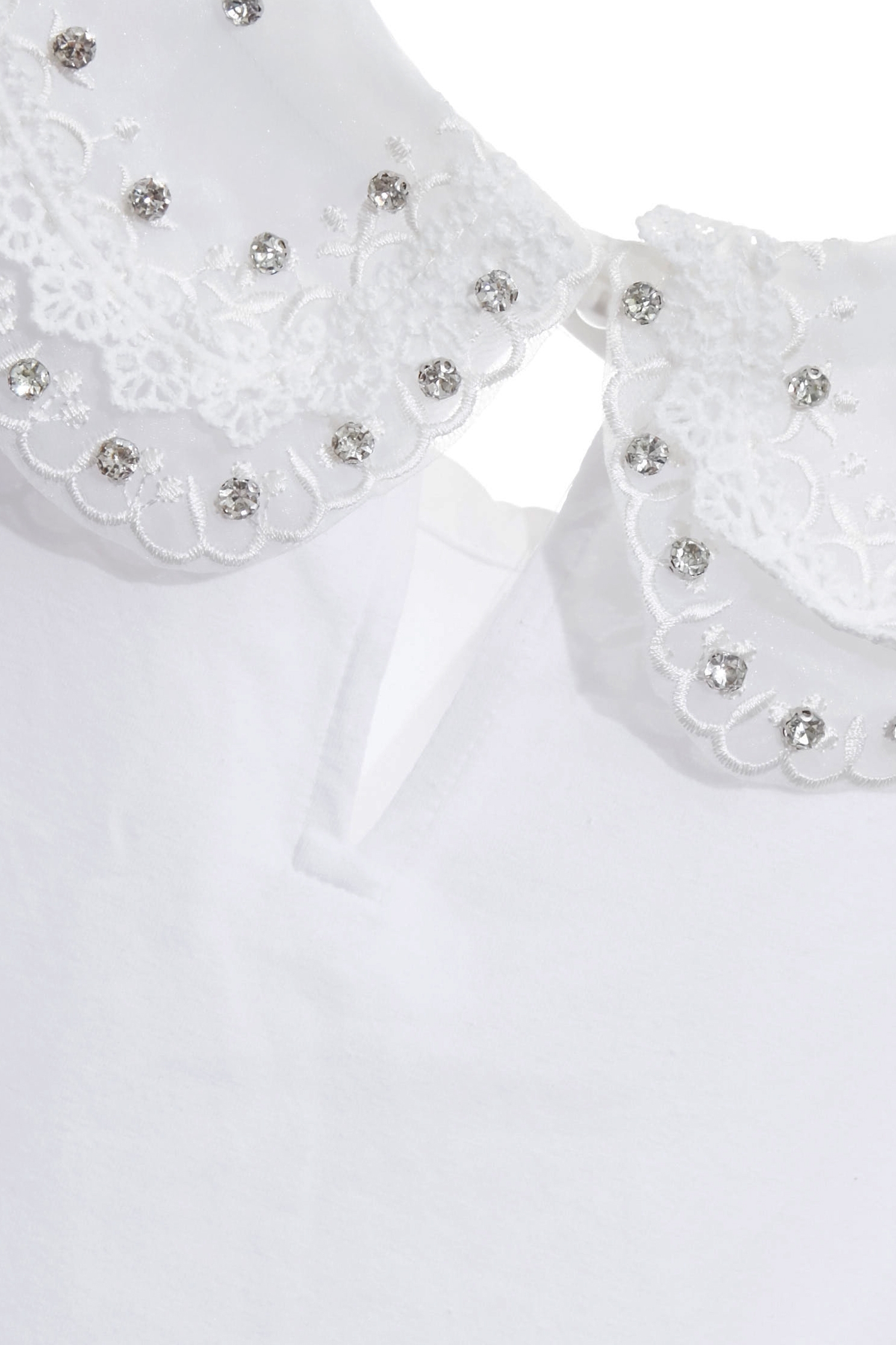 閃亮鑽飾領片T恤上衣閃亮鑽飾領片T恤上衣,T恤,上衣,刺繡,春夏穿搭,約會特輯,花花世界,蕾絲