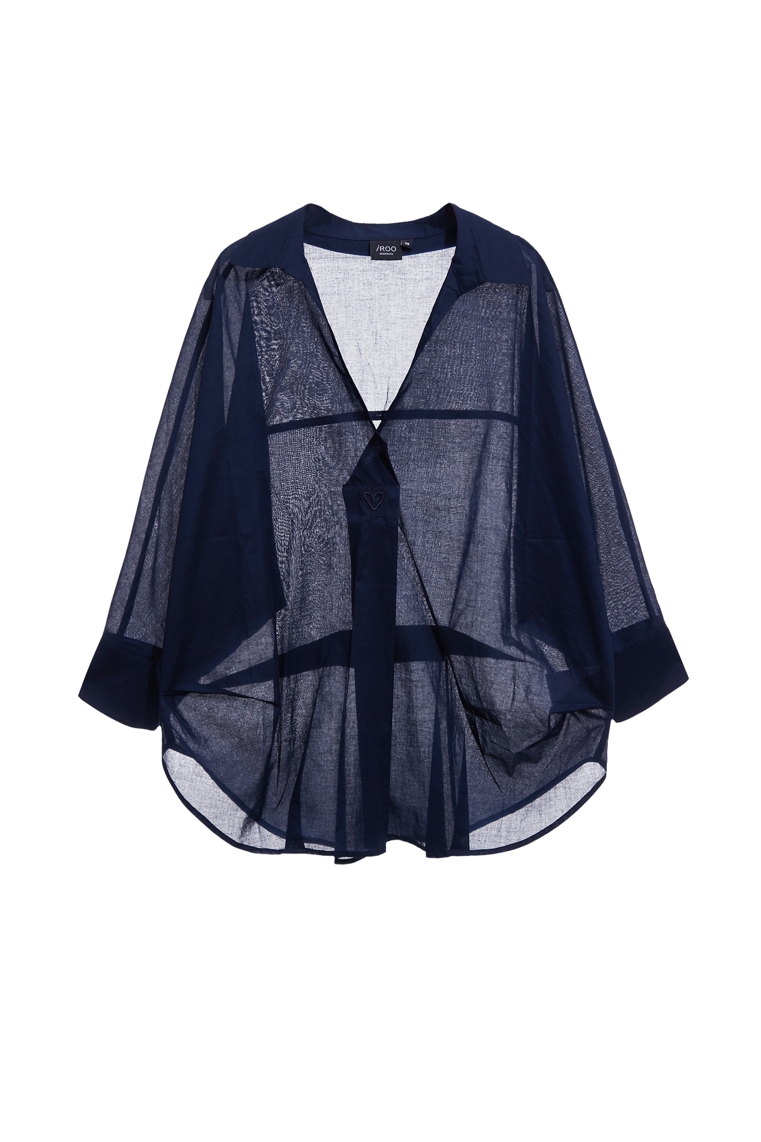 午夜藍棉七分袖上衣午夜藍棉七分袖上衣,七分袖上衣,上班OL穿搭,上衣,刺繡,春夏穿搭,襯衫