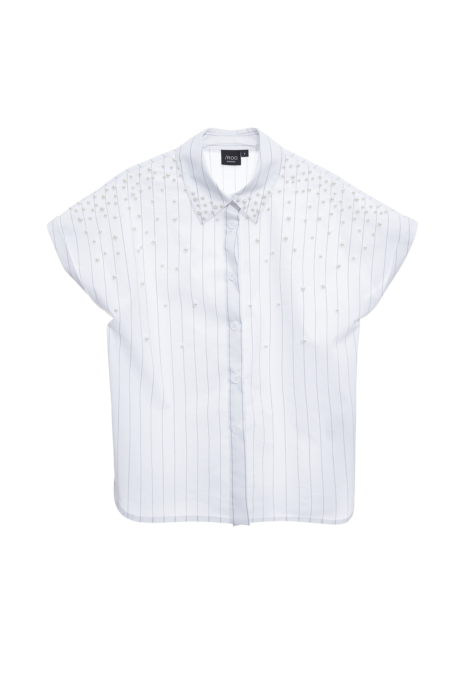 珍珠釘飾直條紋彈性襯衫珍珠釘飾直條紋彈性襯衫,上衣,春夏穿搭,條紋,珍珠