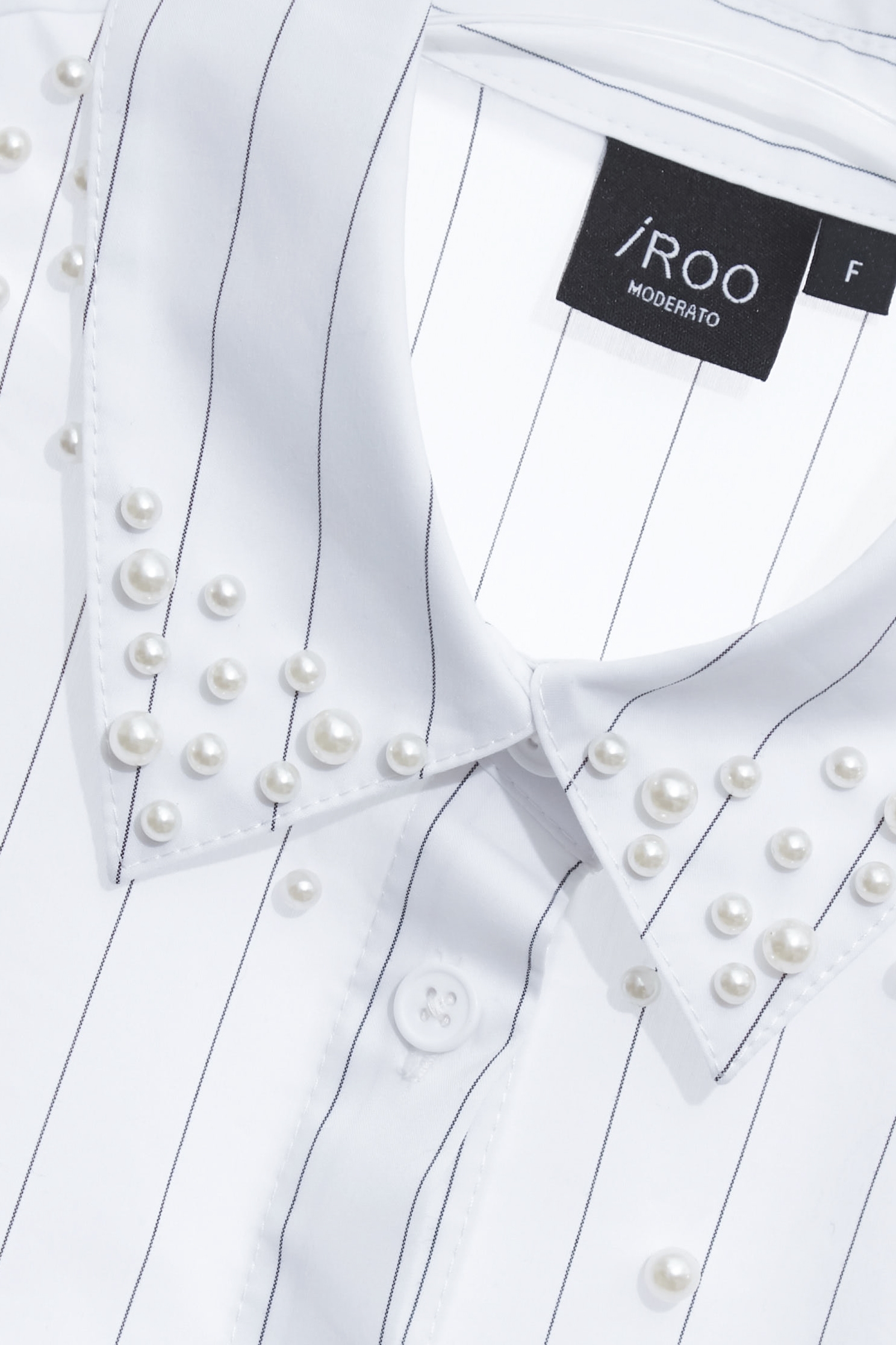 珍珠釘飾直條紋彈性襯衫珍珠釘飾直條紋彈性襯衫,上衣,春夏穿搭,條紋,珍珠