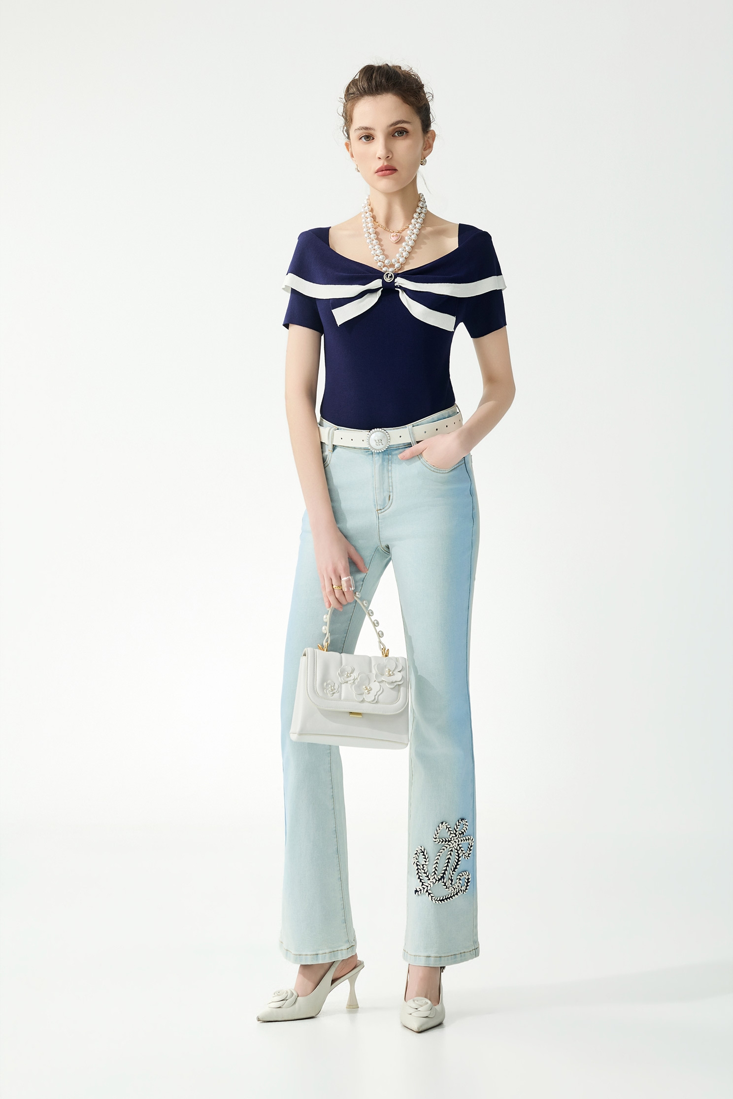 水手領元素針織上衣水手領元素針織上衣,上衣,春夏穿搭,針織,針織衫