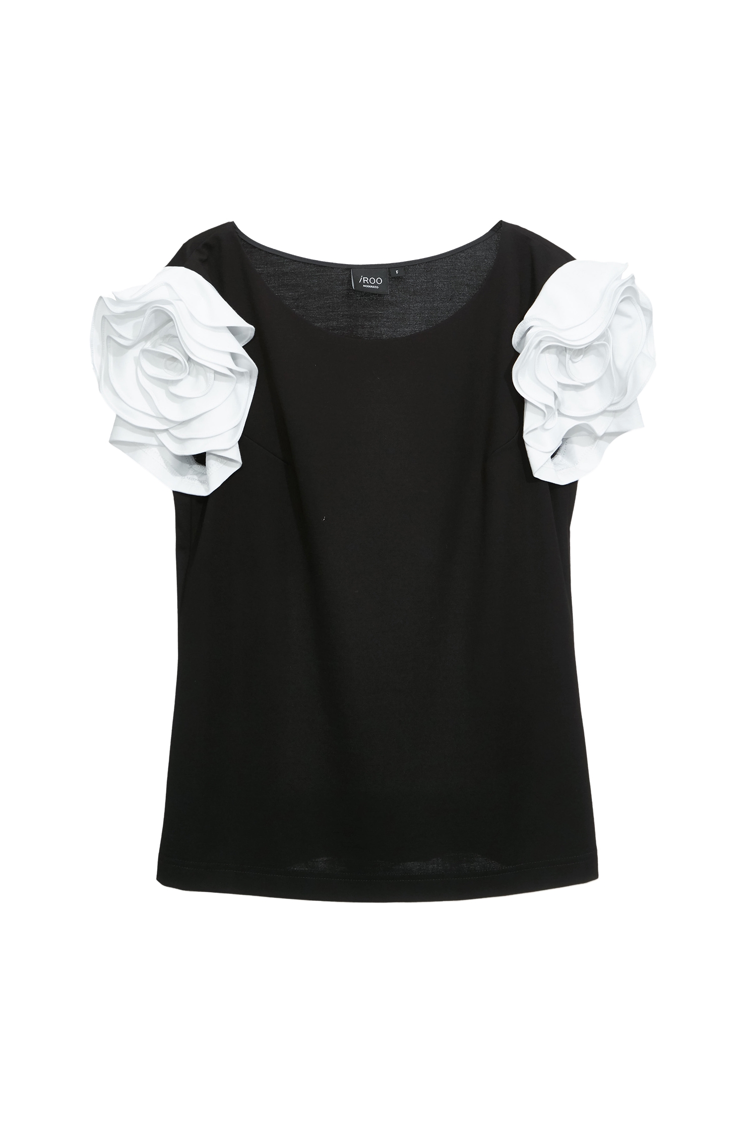 黑白撞色玫瑰繞花袖單品上衣黑白撞色玫瑰繞花袖單品上衣,上衣,人氣商品,春夏穿搭,時髦成套搭配,花花世界