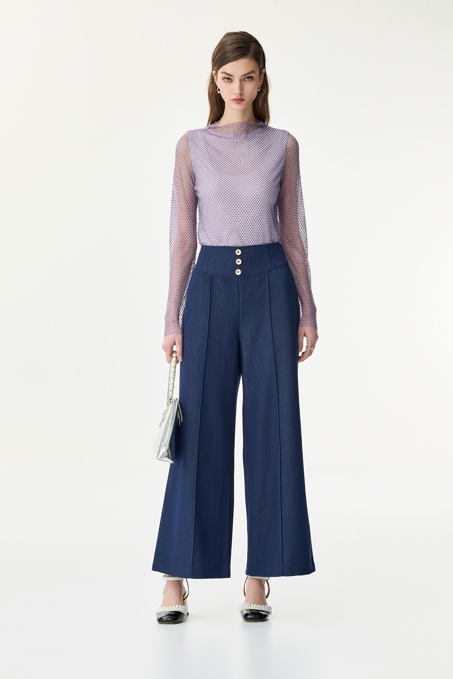 銀河丁香紫閃亮上衣銀河丁香紫閃亮上衣,上衣,春夏穿搭,透膚上衣