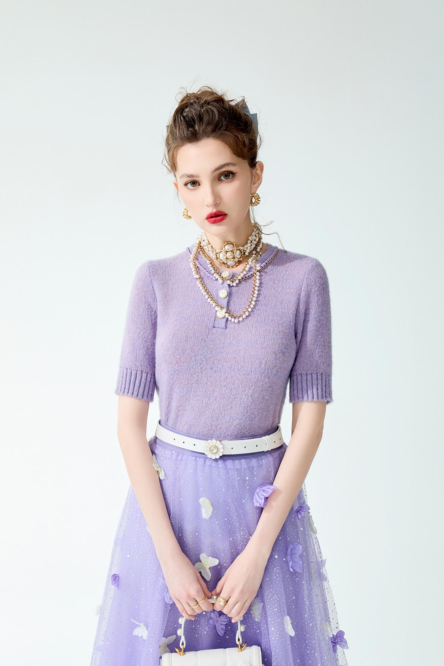 銀河丁香紫毛海針織銀河丁香紫毛海針織,上衣,春夏穿搭,約會特輯,針織,針織衫