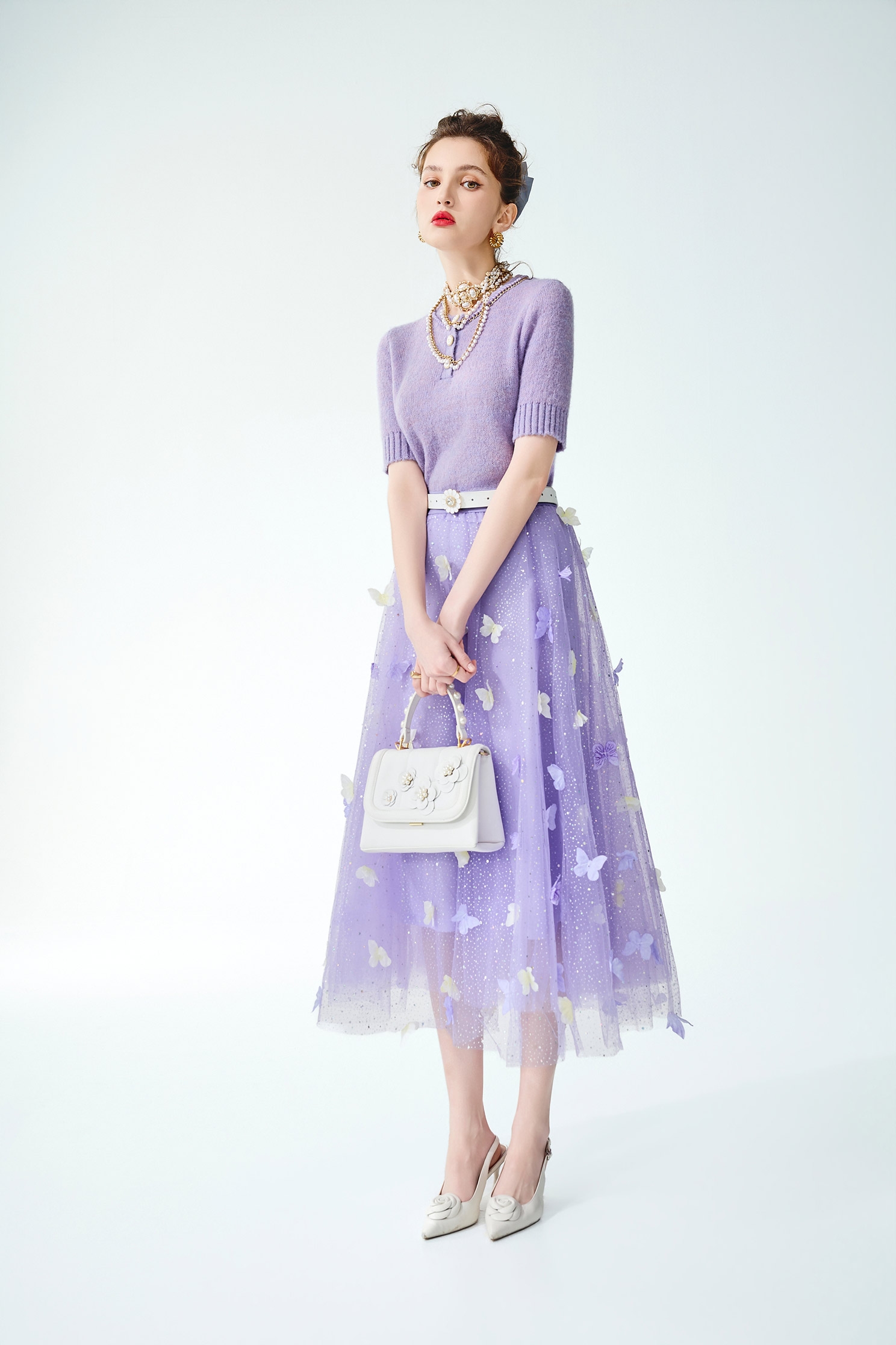 銀河丁香紫毛海針織銀河丁香紫毛海針織,上衣,春夏穿搭,約會特輯,針織,針織衫