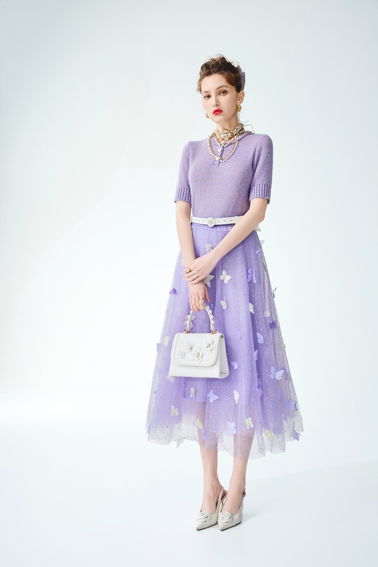 銀河丁香紫毛海針織銀河丁香紫毛海針織,上衣,春夏穿搭,約會特輯,針織,針織衫