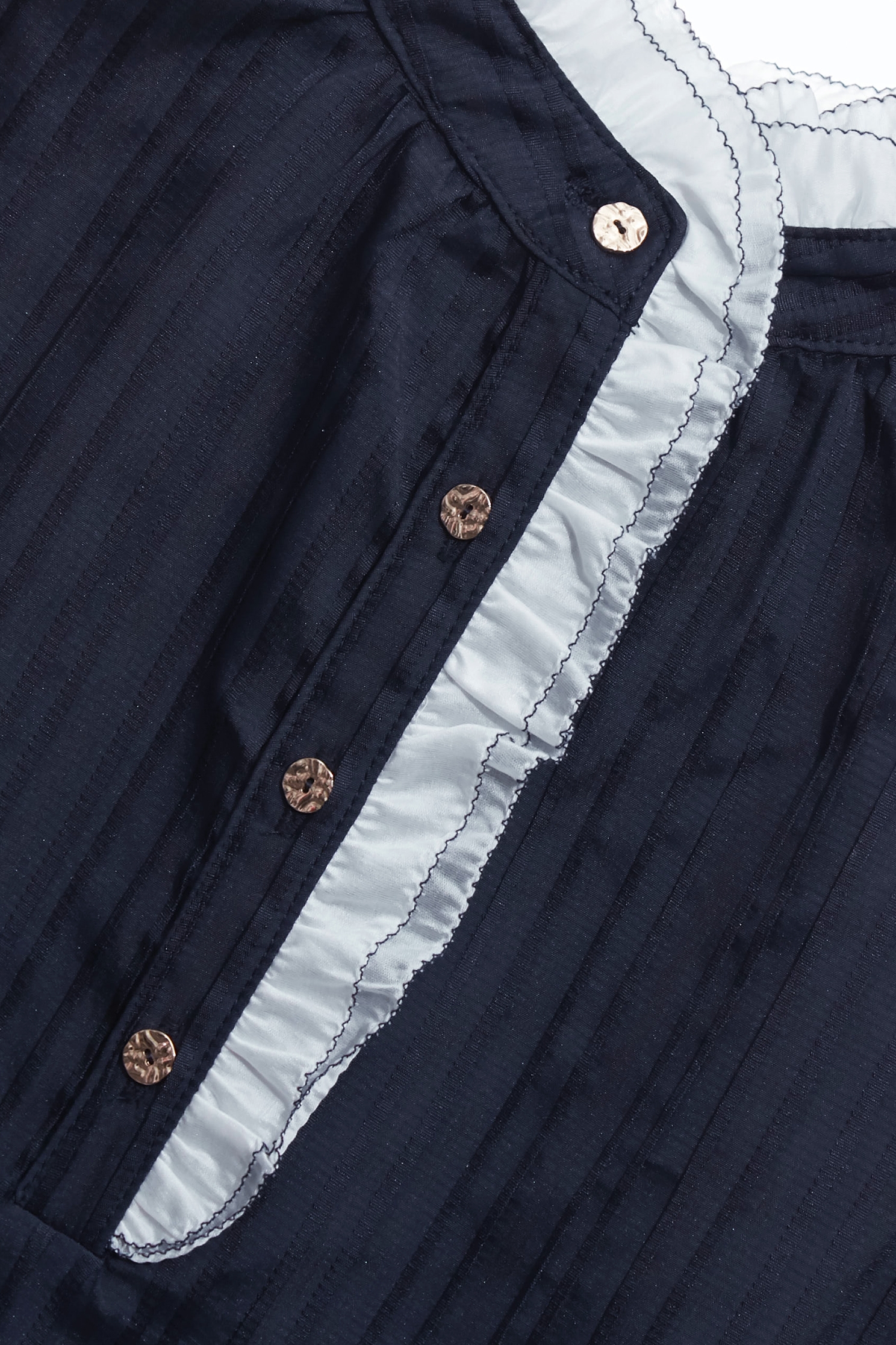 午夜藍細摺條上衣午夜藍細摺條上衣,上衣,春夏穿搭,荷葉