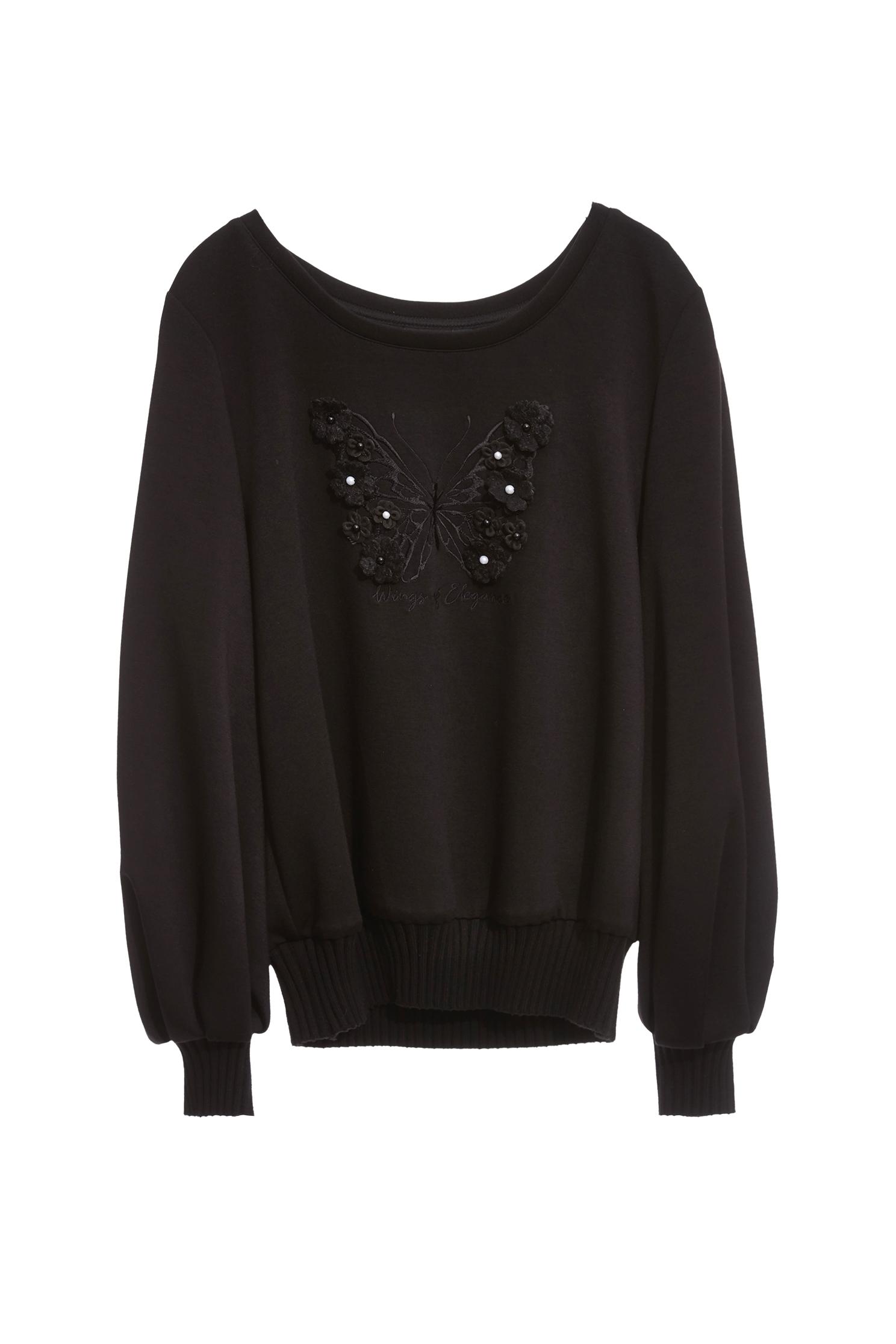 珍珠花片蝴蝶繡花單品上衣珍珠花片蝴蝶繡花單品上衣,上衣,人氣商品,珍珠,秋冬穿搭,簡約穿搭,約會特輯,繡花,花花世界