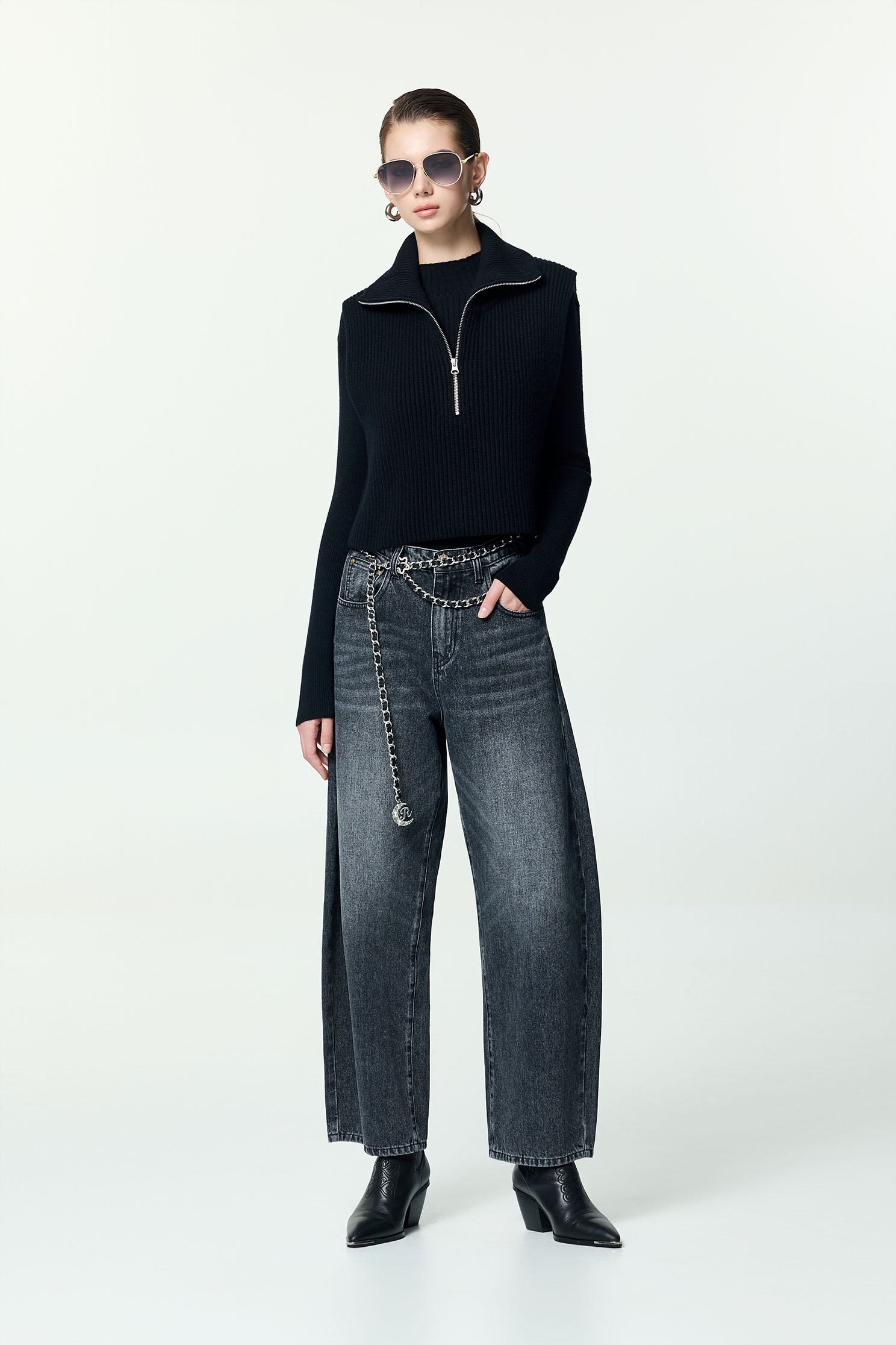 月光灰下擺針織上衣月光灰下擺針織上衣,上班OL穿搭,上衣,條紋,秋冬穿搭,簡約穿搭,針織,針織上衣,針織衫