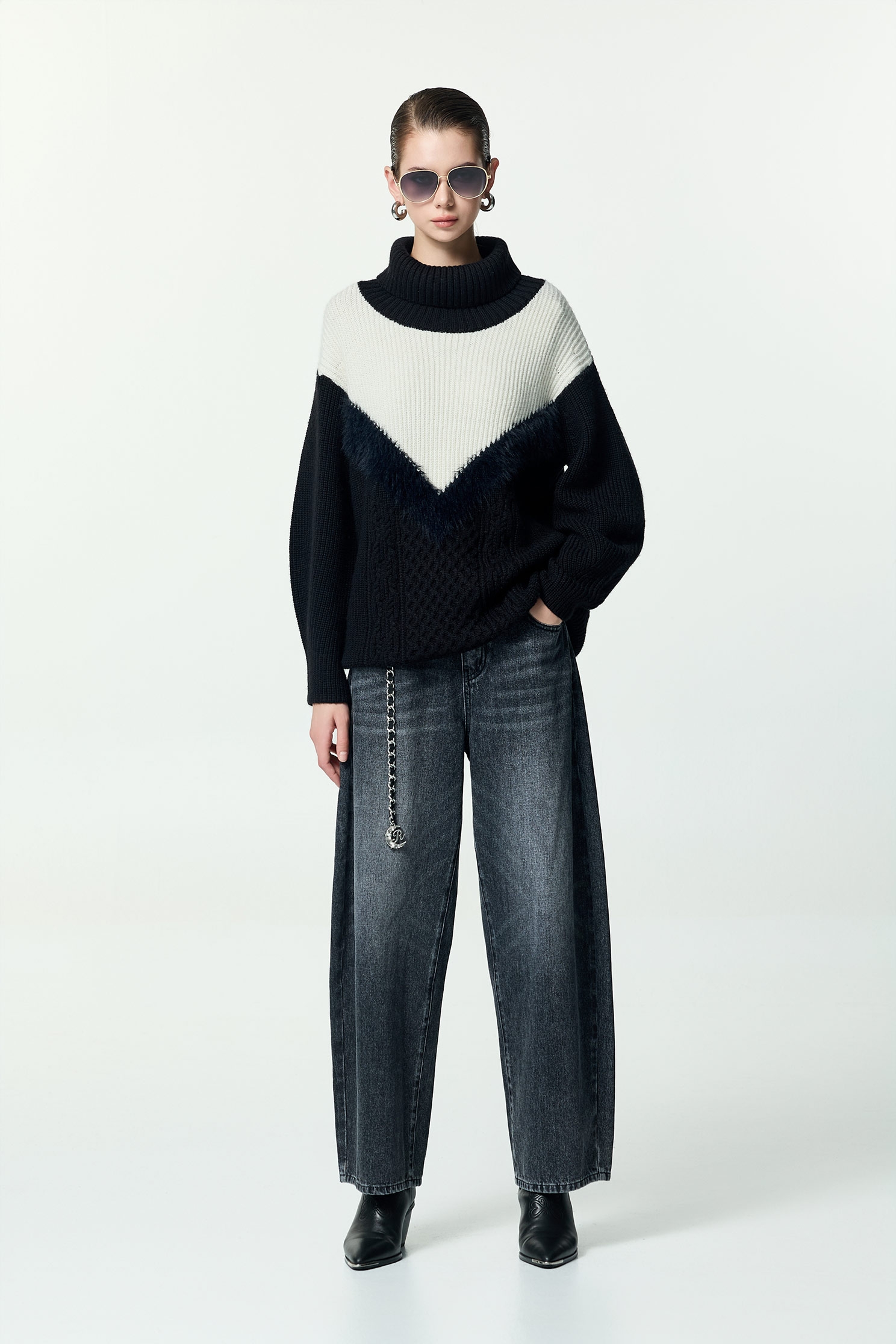 拼接造型針織上衣拼接造型針織上衣,上班OL穿搭,上衣,秋冬穿搭,針織,針織上衣,針織衫