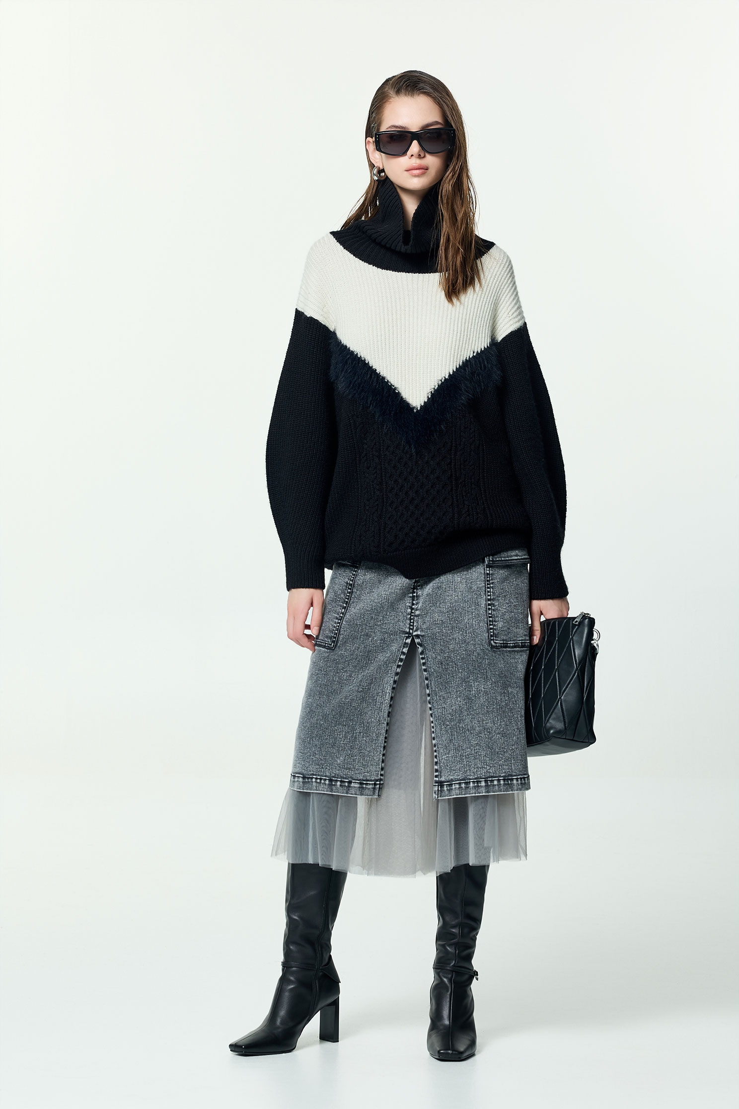 拼接造型針織上衣拼接造型針織上衣,上班OL穿搭,上衣,秋冬穿搭,針織,針織上衣,針織衫