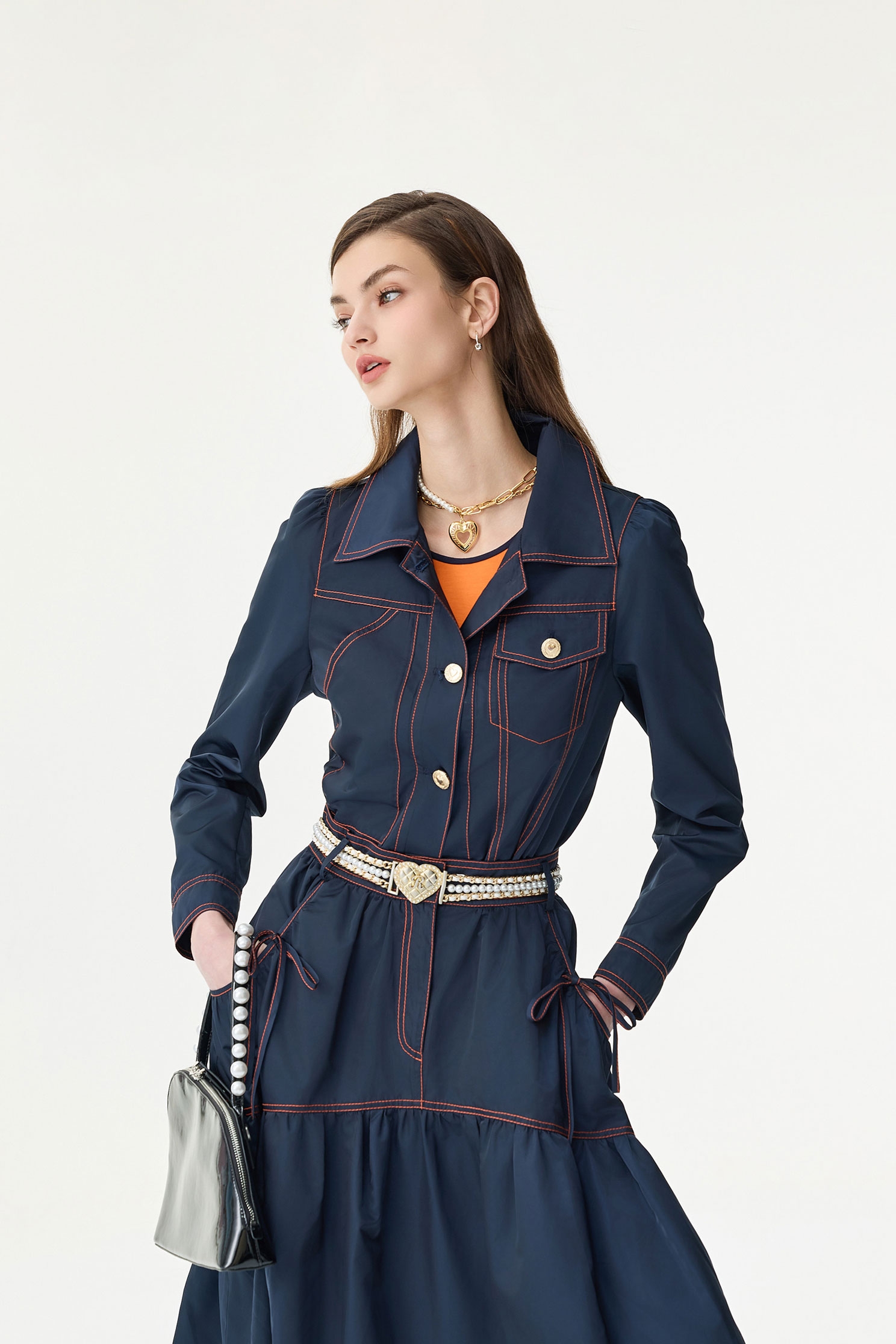 綴溫暖琥珀壓線上衣綴溫暖琥珀壓線上衣,一般外套,上衣,外套,春夏穿搭