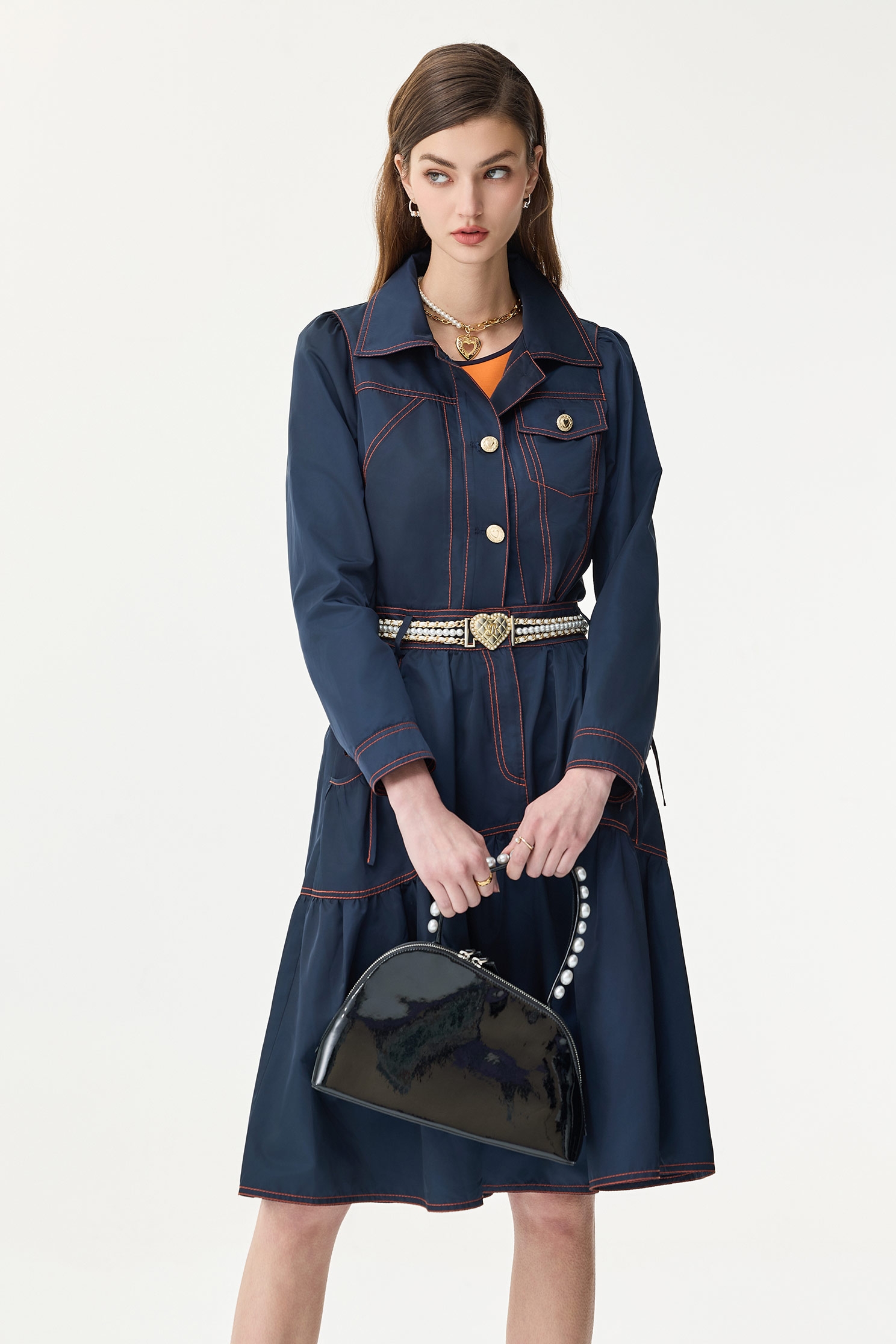 綴溫暖琥珀壓線上衣綴溫暖琥珀壓線上衣,一般外套,上衣,外套,春夏穿搭