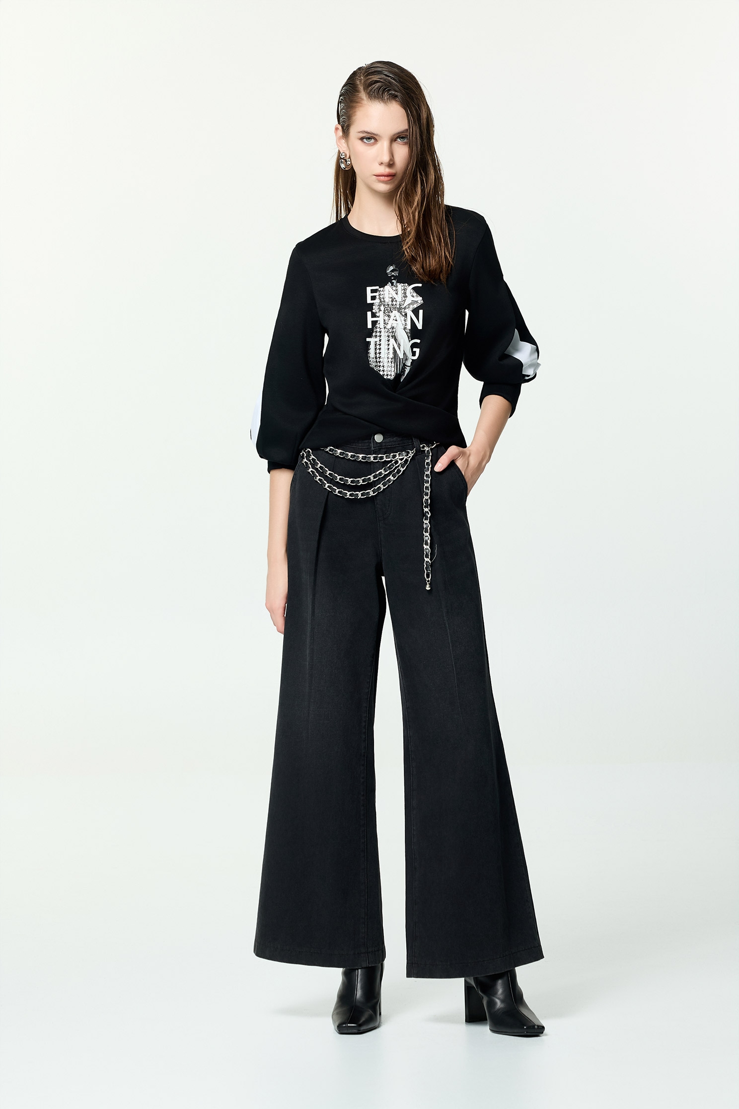 千鳥圖騰印花T單品上衣千鳥圖騰印花T單品上衣,上班OL穿搭,上衣,秋冬穿搭,襯衫