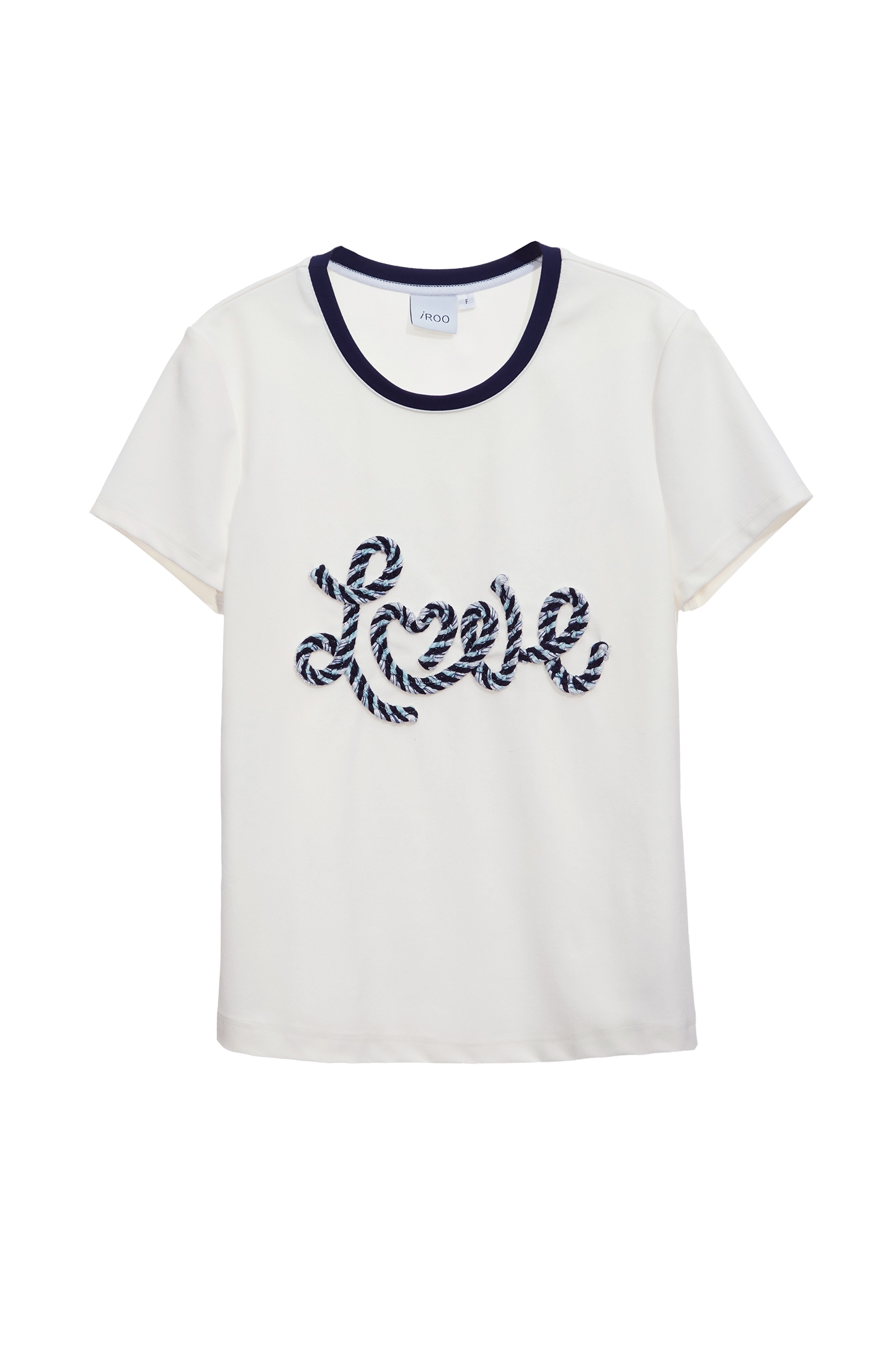 鑲火山玻璃色邊上衣鑲火山玻璃色邊上衣,T-Shirt,上衣,春夏穿搭,白色上衣