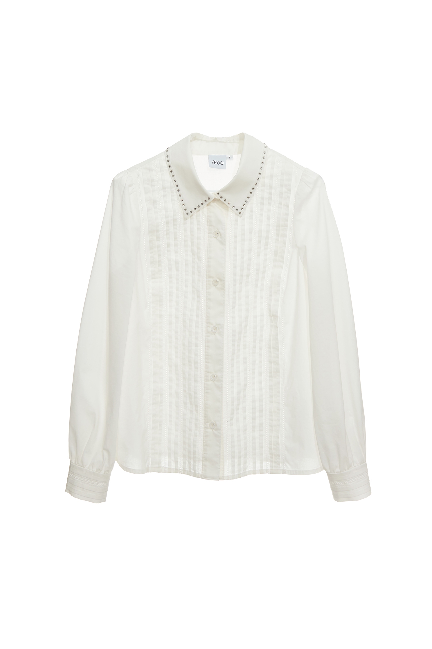 綴鑽飾領片襯衫上衣綴鑽飾領片襯衫上衣,上班OL穿搭,上衣,刺繡,春夏穿搭,白色上衣,襯衫