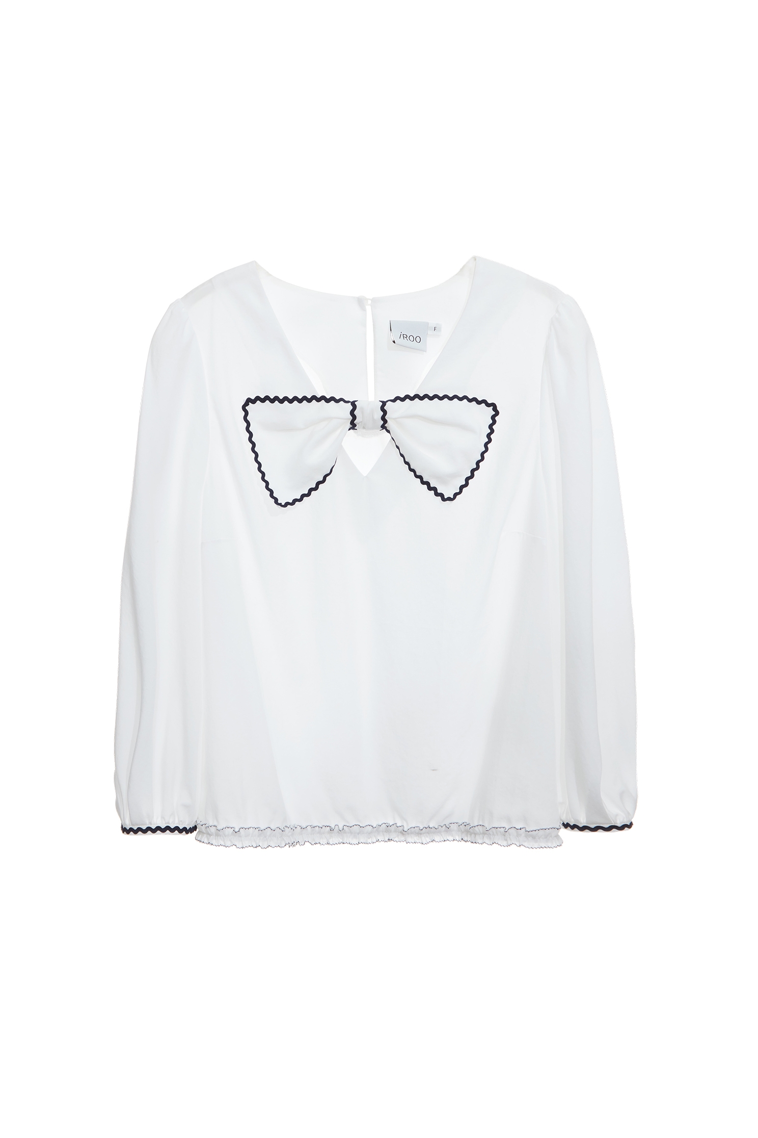 綴暮色藍織帶上衣綴暮色藍織帶上衣,V領上衣,上班OL穿搭,上衣,春夏穿搭,荷葉,蝴蝶結,透膚上衣