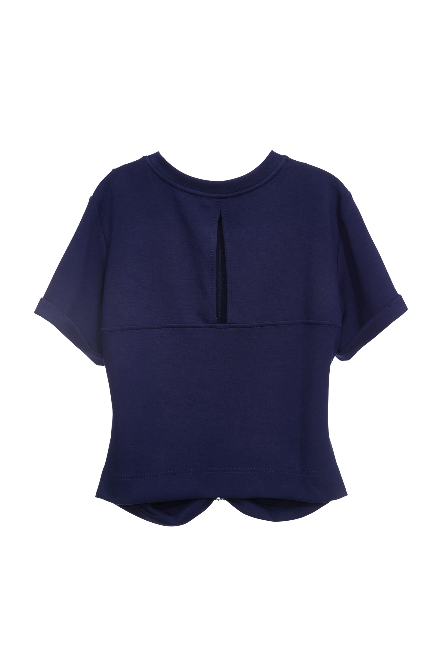 海軍牡丹藍鑽釦短版T海軍牡丹藍鑽釦短版T,上衣,春夏穿搭