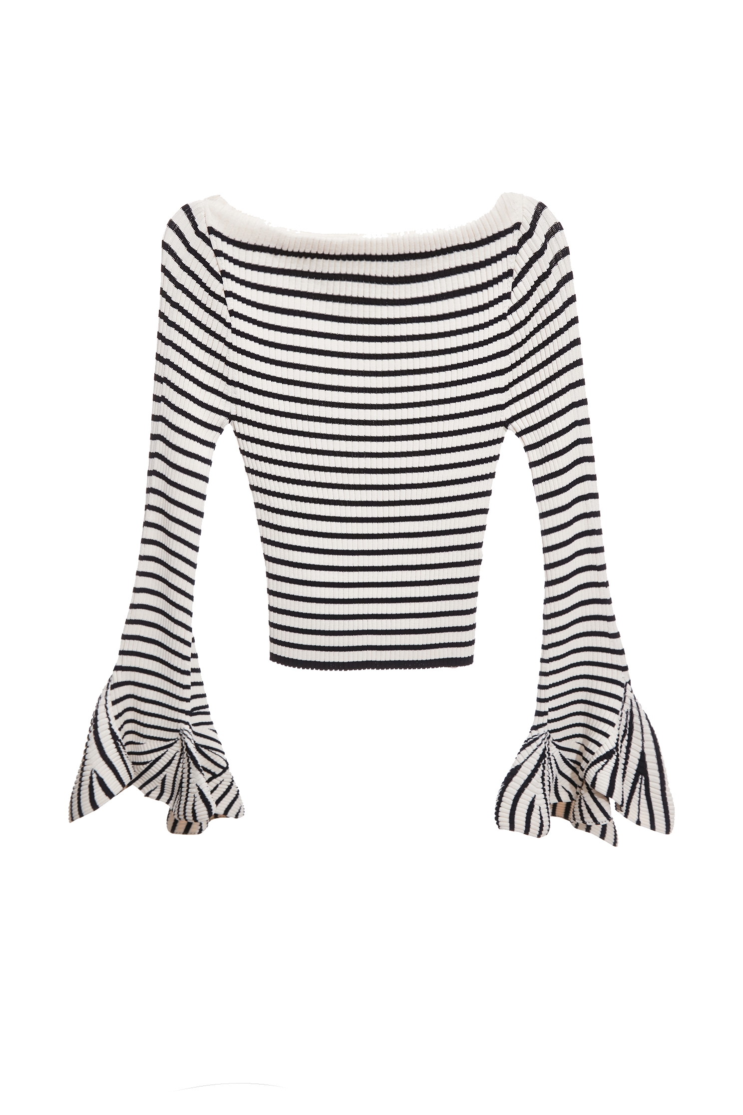 喇叭花瓣袖條紋針織上衣喇叭花瓣袖條紋針織上衣,上班OL穿搭,上衣,春夏穿搭,條紋,約會特輯,針織,針織上衣,針織衫