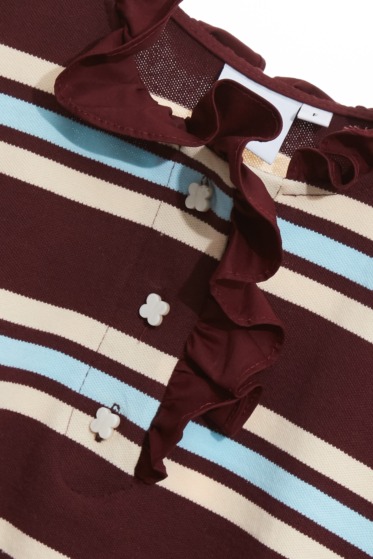 櫻桃巧克力色條紋上衣櫻桃巧克力色條紋上衣,上班OL穿搭,上衣,春夏穿搭,時髦成套搭配,條紋,約會特輯,荷葉,輕奢度假,輕奢渡假