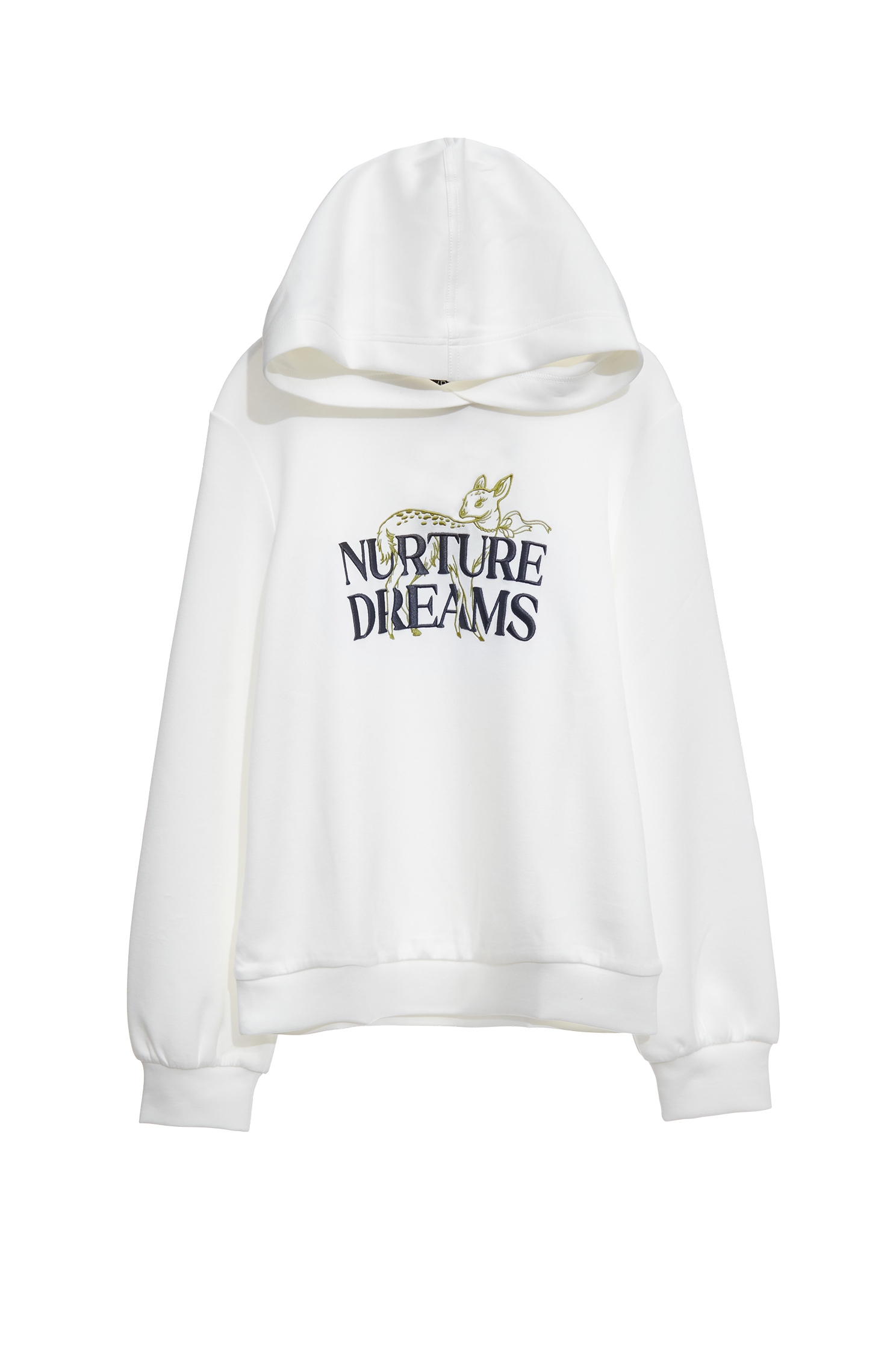 綴梅花鹿刺繡連帽上衣綴梅花鹿刺繡連帽上衣,上衣,刺繡,春夏穿搭,白色上衣