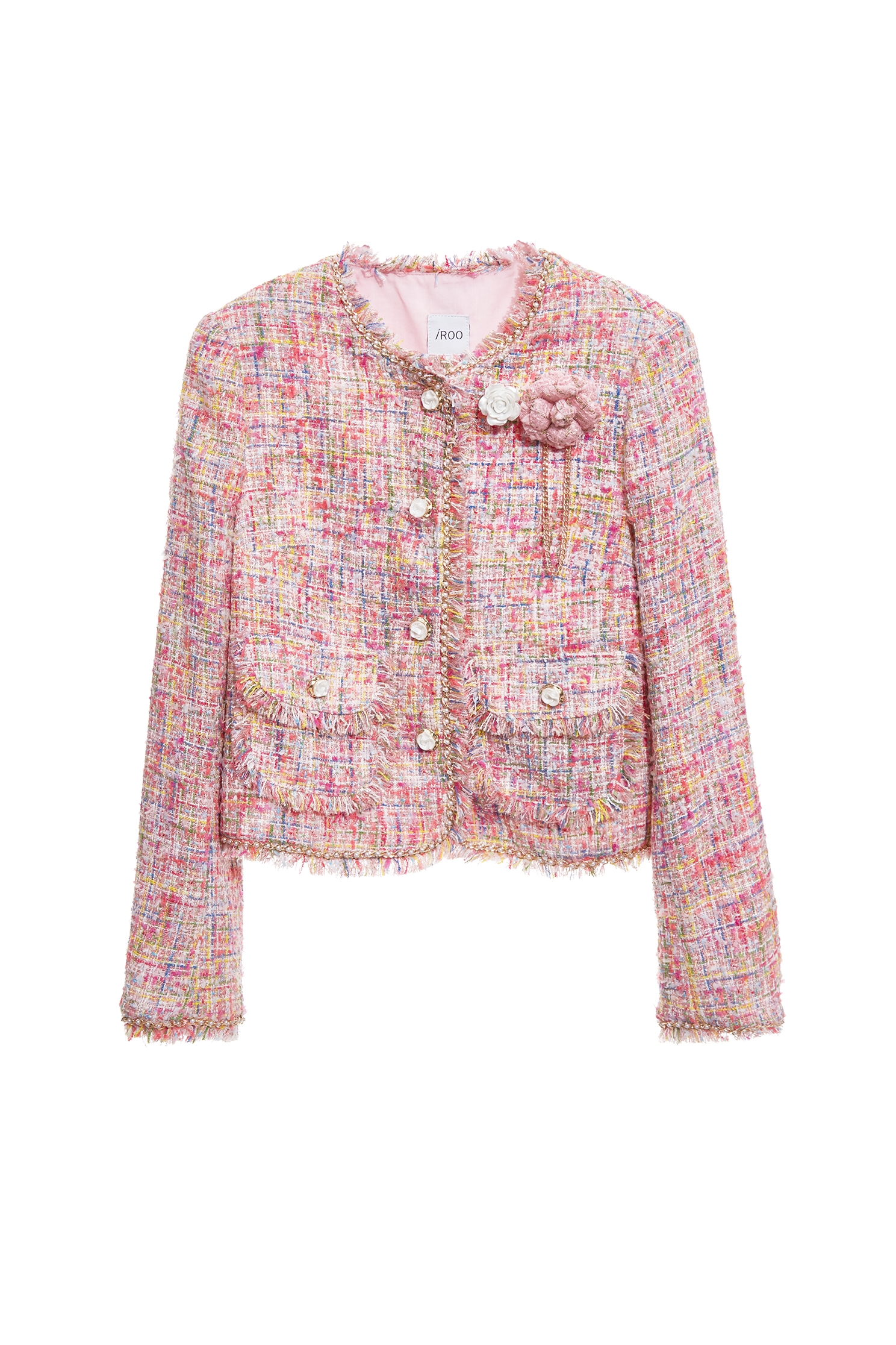 電光紫粉小香風花呢紗外套電光紫粉小香風花呢紗外套,一般外套,外套,小香風,小香風外套,春夏穿搭,時髦成套搭配,花花世界