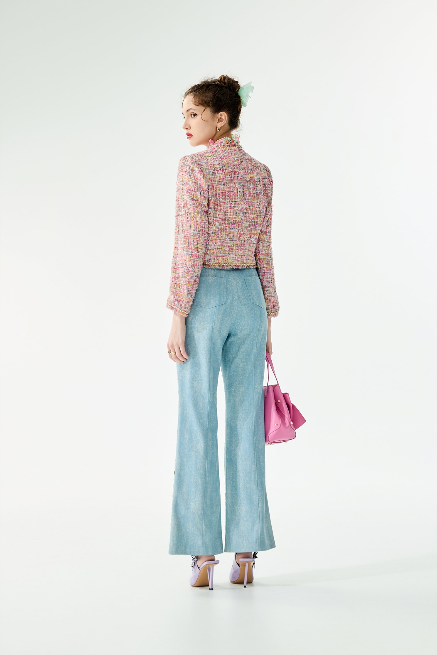 電光紫粉小香風花呢紗外套電光紫粉小香風花呢紗外套,一般外套,外套,小香風,小香風外套,春夏穿搭,時髦成套搭配,花花世界