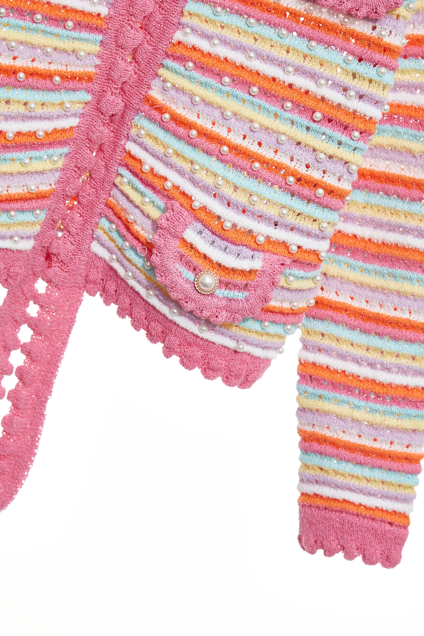 綴珍珠五彩條針織外套綴珍珠五彩條針織外套,外套,春夏穿搭,珍珠,約會特輯,花花世界,輕奢度假,輕奢渡假,針織,針織外套