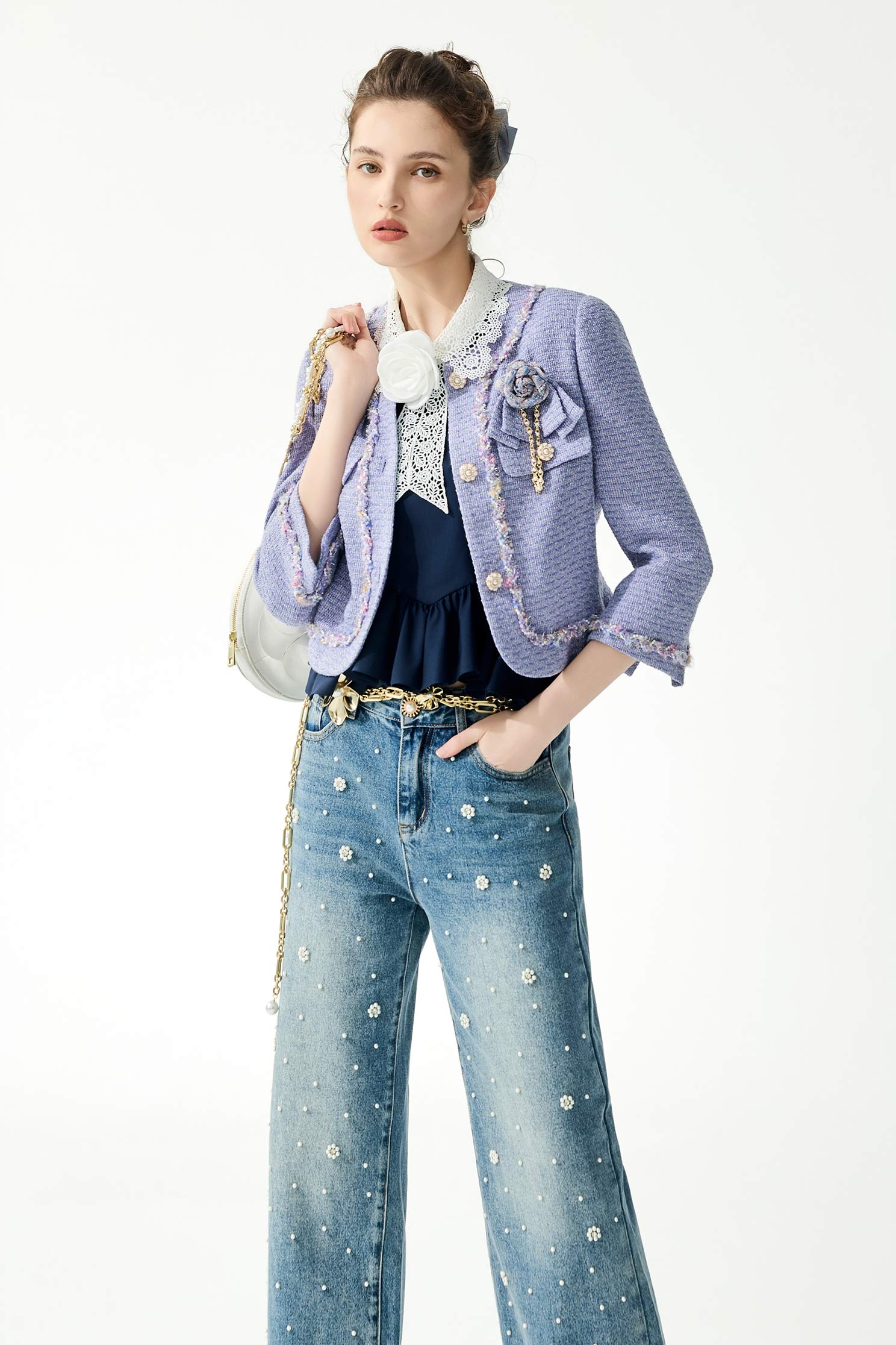 小香風神秘紫花呢紗外套小香風神秘紫花呢紗外套,一般外套,外套,小香風,春夏穿搭