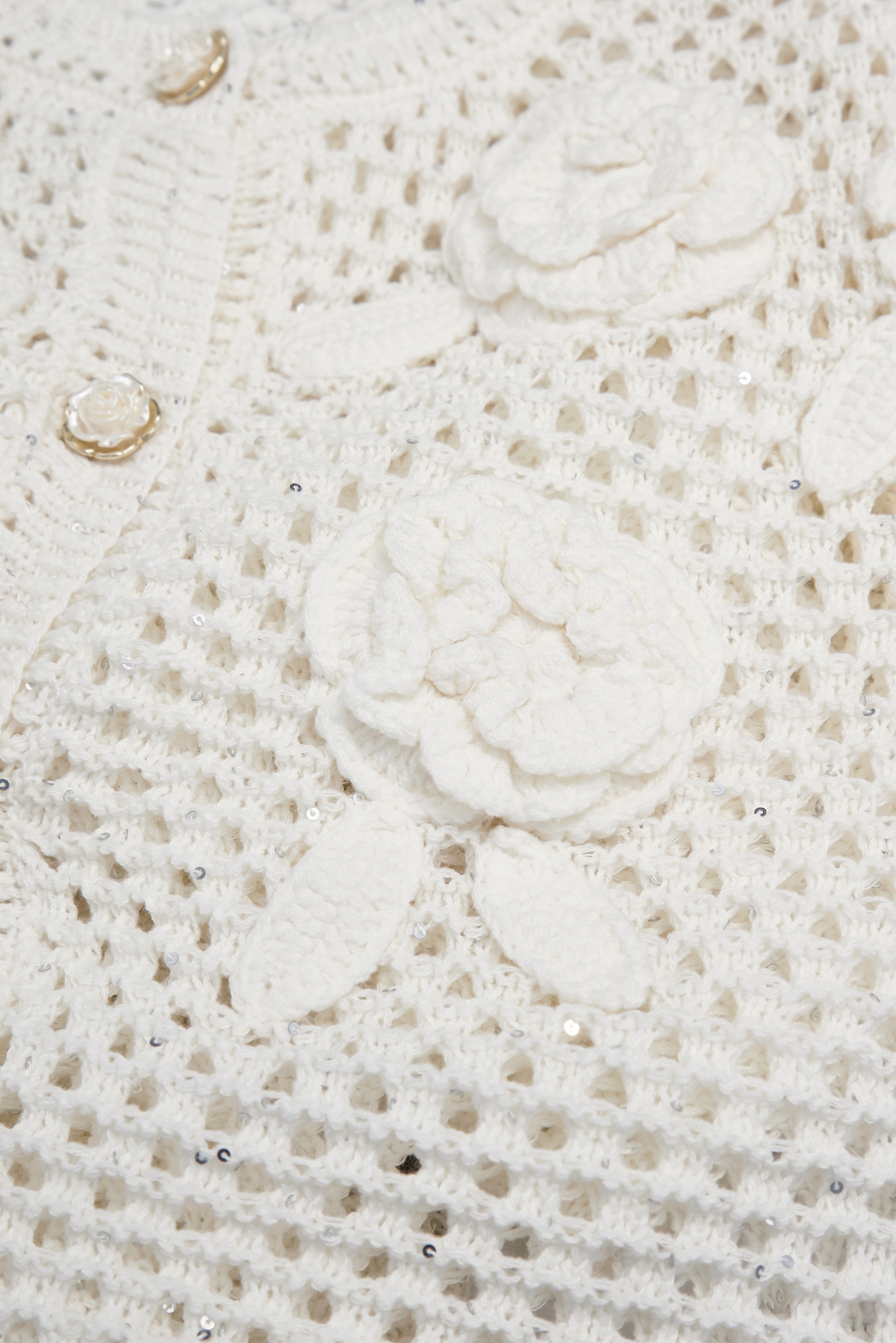 閃光手鉤花卉開襟針織外套閃光手鉤花卉開襟針織外套,一般外套,外套,春夏穿搭,白色外套,針織,針織外套