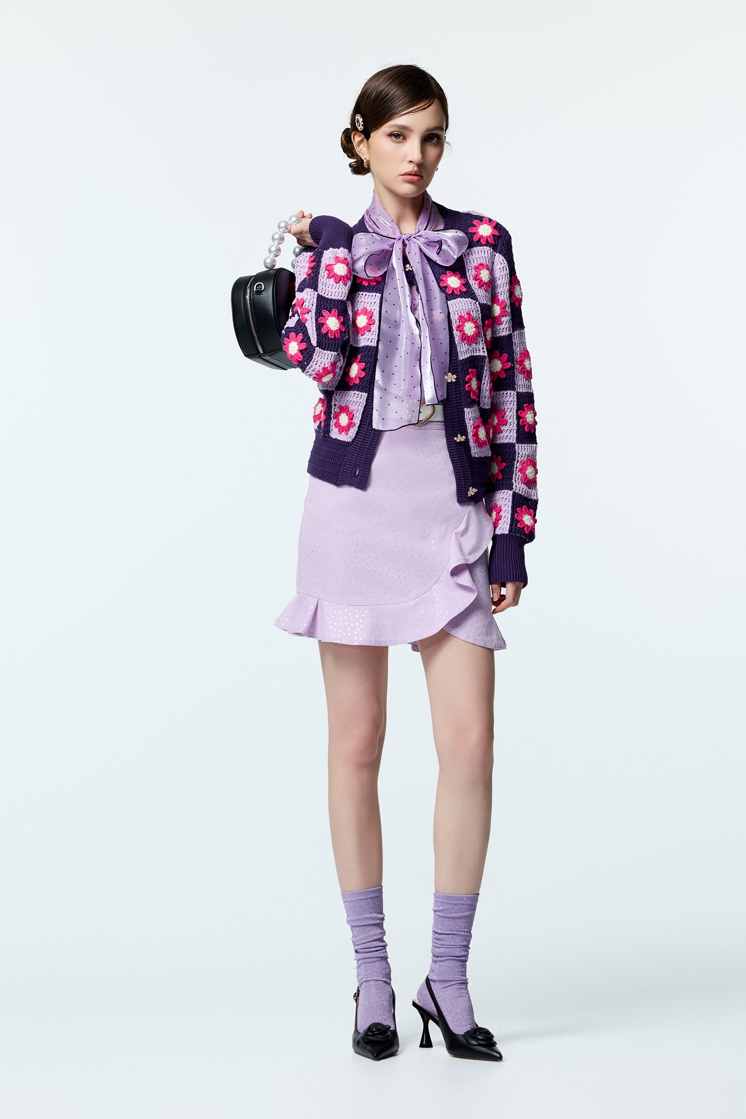 大麗花紫手勾針織外套大麗花紫手勾針織外套,人氣商品,外套,格紋,秋冬穿搭,約會特輯,純棉,花花世界,針織,針織外套