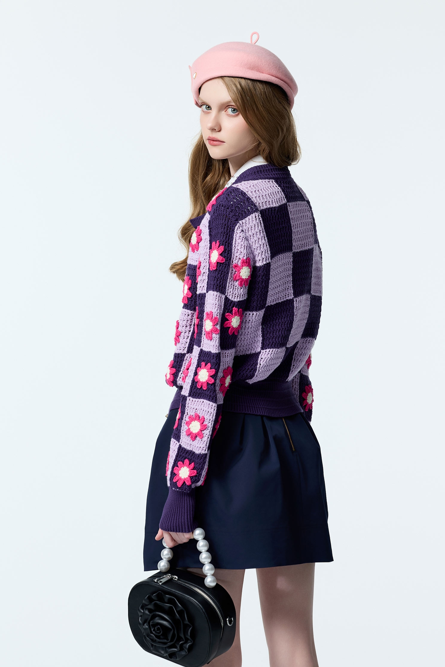 大麗花紫手勾針織外套大麗花紫手勾針織外套,人氣商品,外套,格紋,秋冬穿搭,約會特輯,純棉,花花世界,針織,針織外套