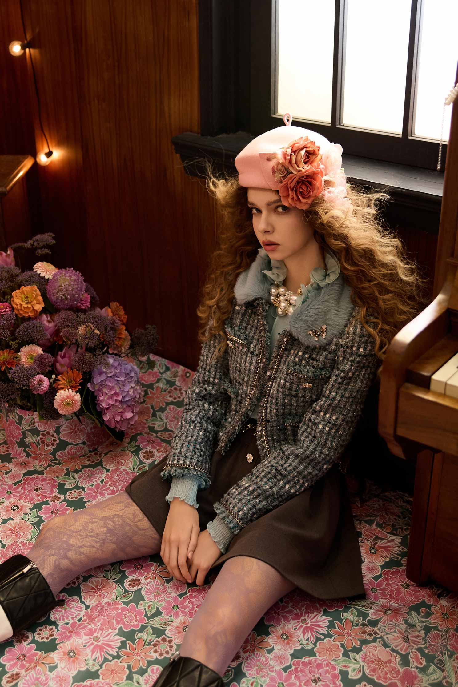 海藍寶石花呢紗外套海藍寶石花呢紗外套,一般外套,人氣商品,外套,小香風,小香風外套,時髦成套搭配,派對特輯,秋冬穿搭