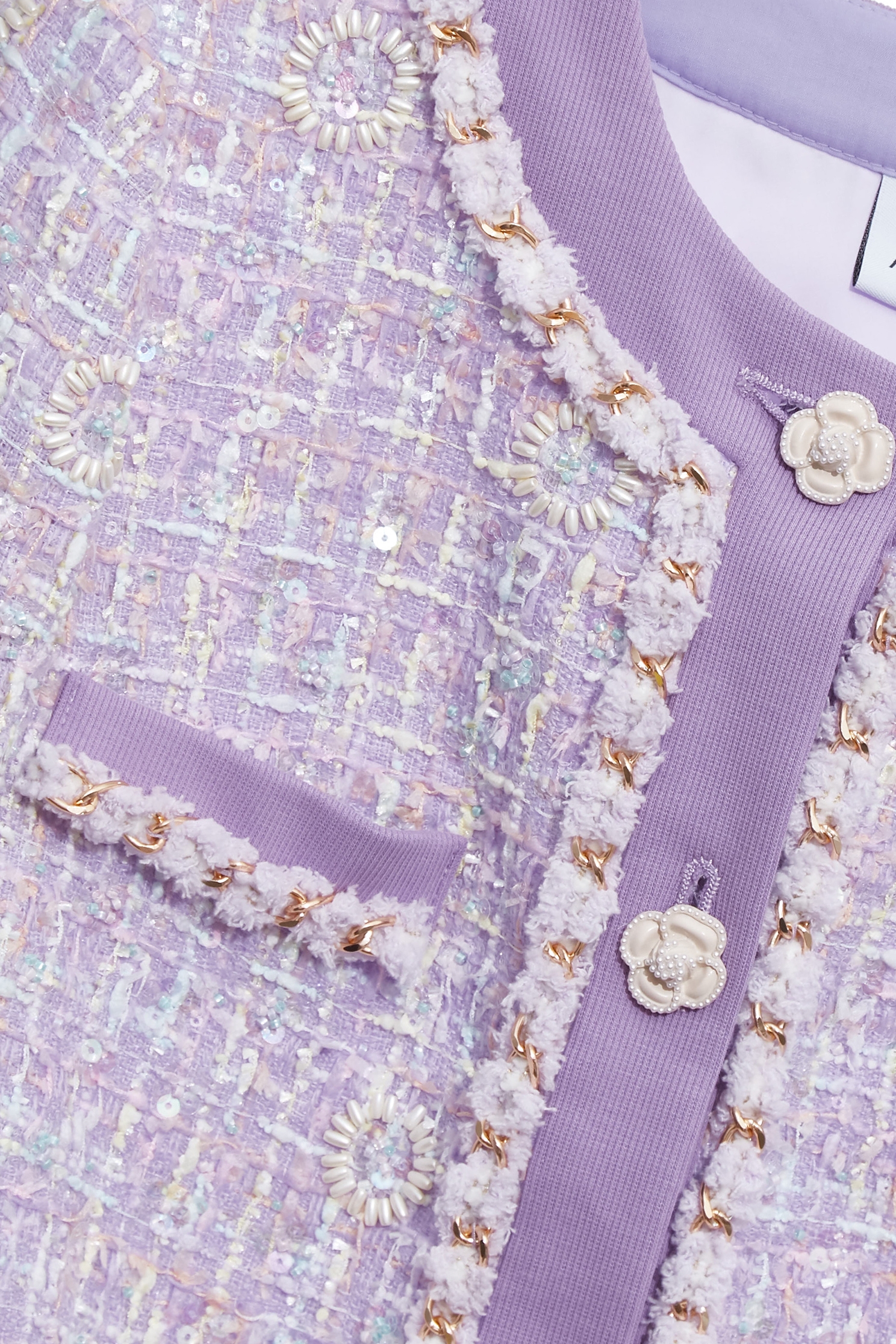 小香風柔紫花呢紗外套小香風柔紫花呢紗外套,一般外套,上班OL穿搭,人氣商品,外套,小香風,小香風外套,春夏穿搭,時髦成套搭配,派對特輯,珍珠,花花世界