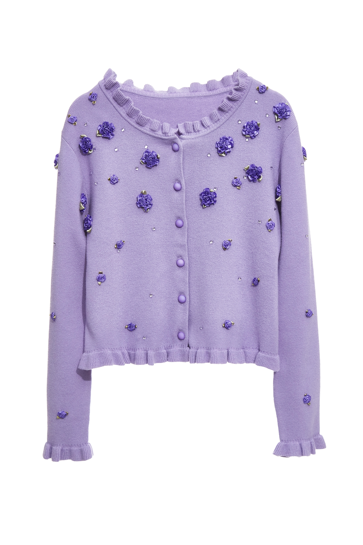 綴藍紫色手工花針織外套綴藍紫色手工花針織外套,上班OL穿搭,人氣商品,外套,春夏穿搭,約會特輯,花花世界,荷葉,針織,針織外套