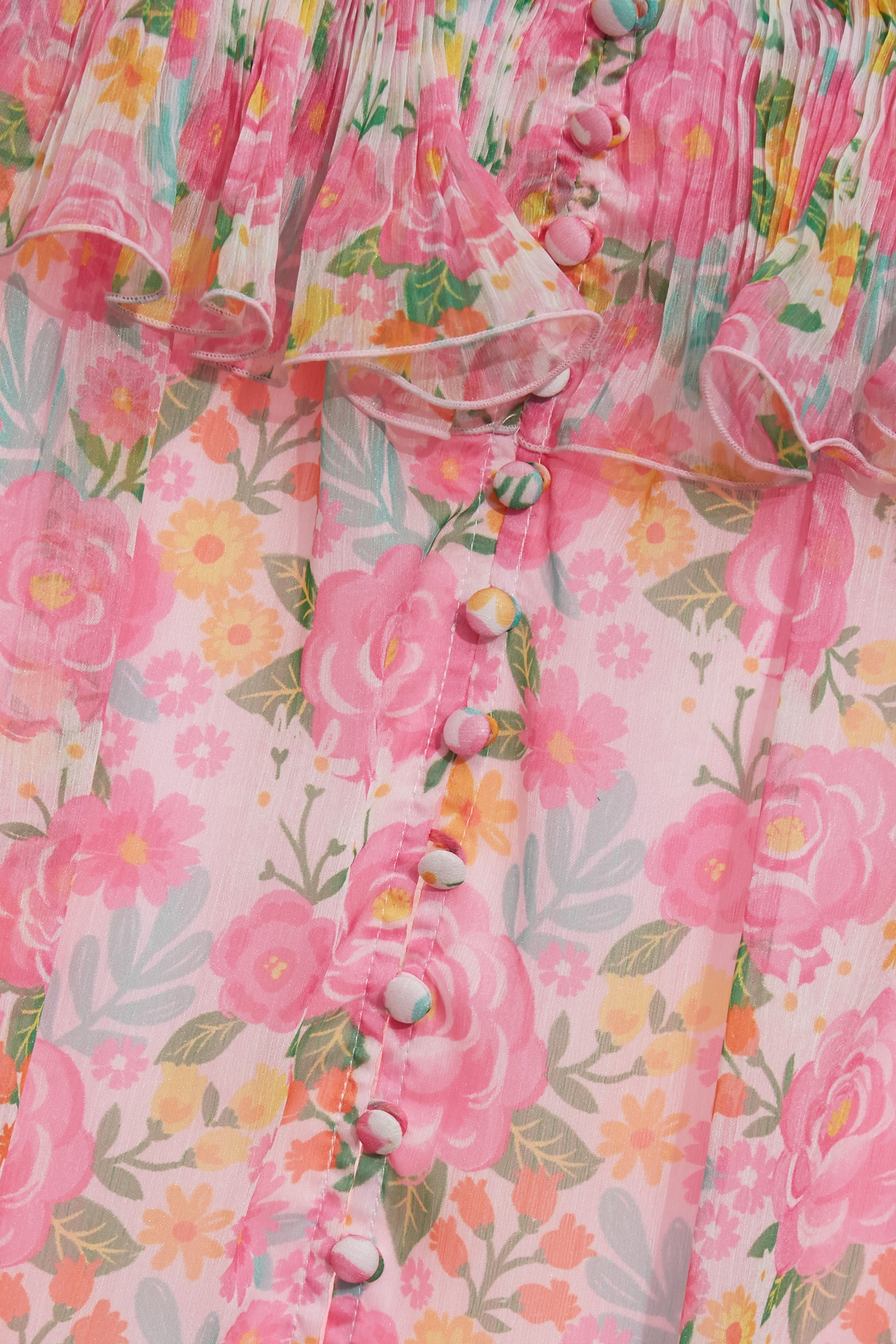 飄逸粉花漫境印花長裙飄逸粉花漫境印花長裙,春夏穿搭,時髦成套搭配,約會特輯,花花世界,荷葉,長裙,雪紡,雪紡裙