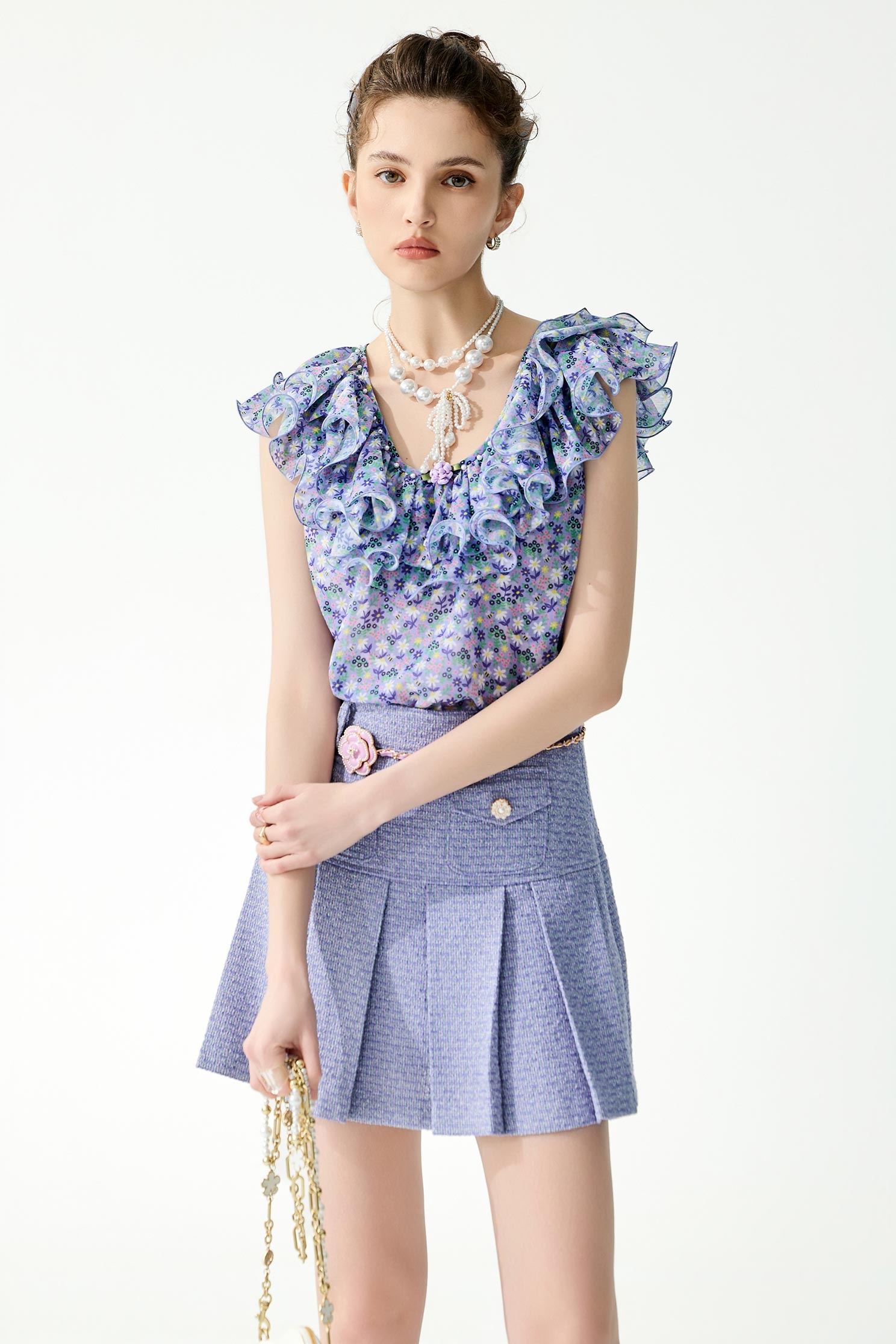 小香風神秘紫花呢紗短裙小香風神秘紫花呢紗短裙,小香風,春夏穿搭,短裙