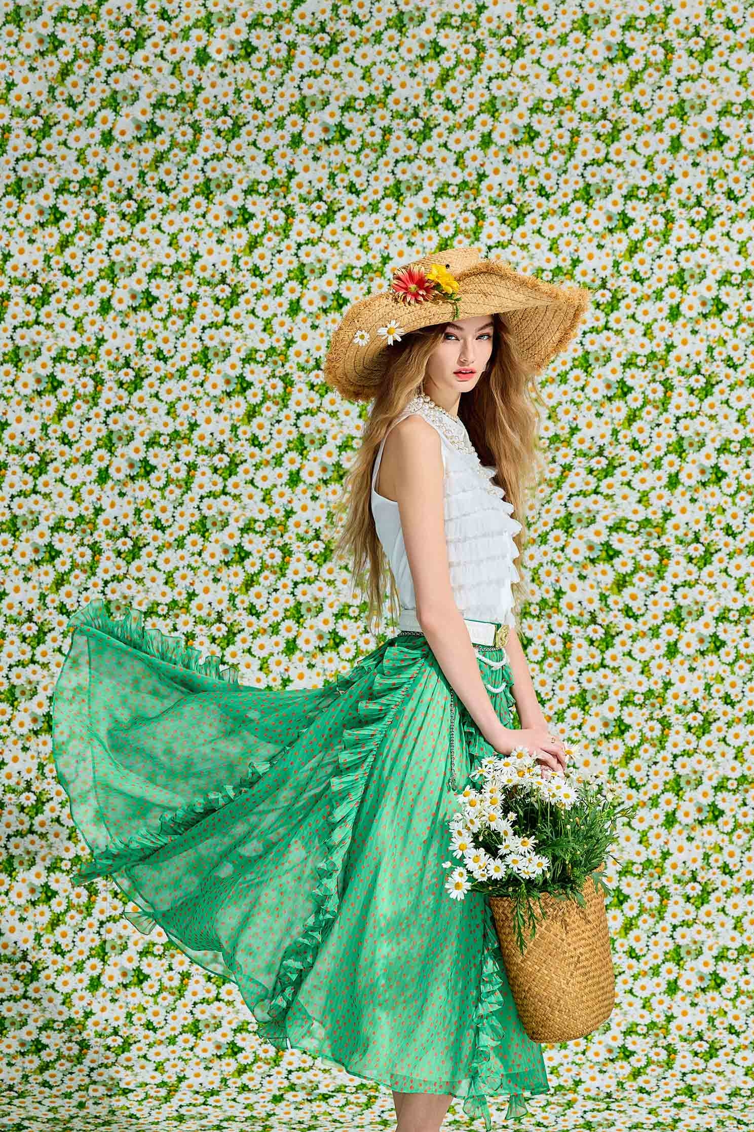 落日珊瑚點點雪紡長裙落日珊瑚點點雪紡長裙,春夏穿搭,荷葉,長裙,雪紡,雪紡裙,雪紡長裙