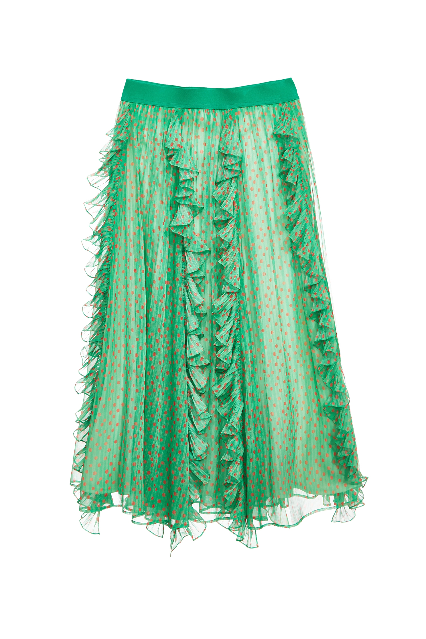 落日珊瑚點點雪紡長裙落日珊瑚點點雪紡長裙,春夏穿搭,荷葉,長裙,雪紡,雪紡裙,雪紡長裙