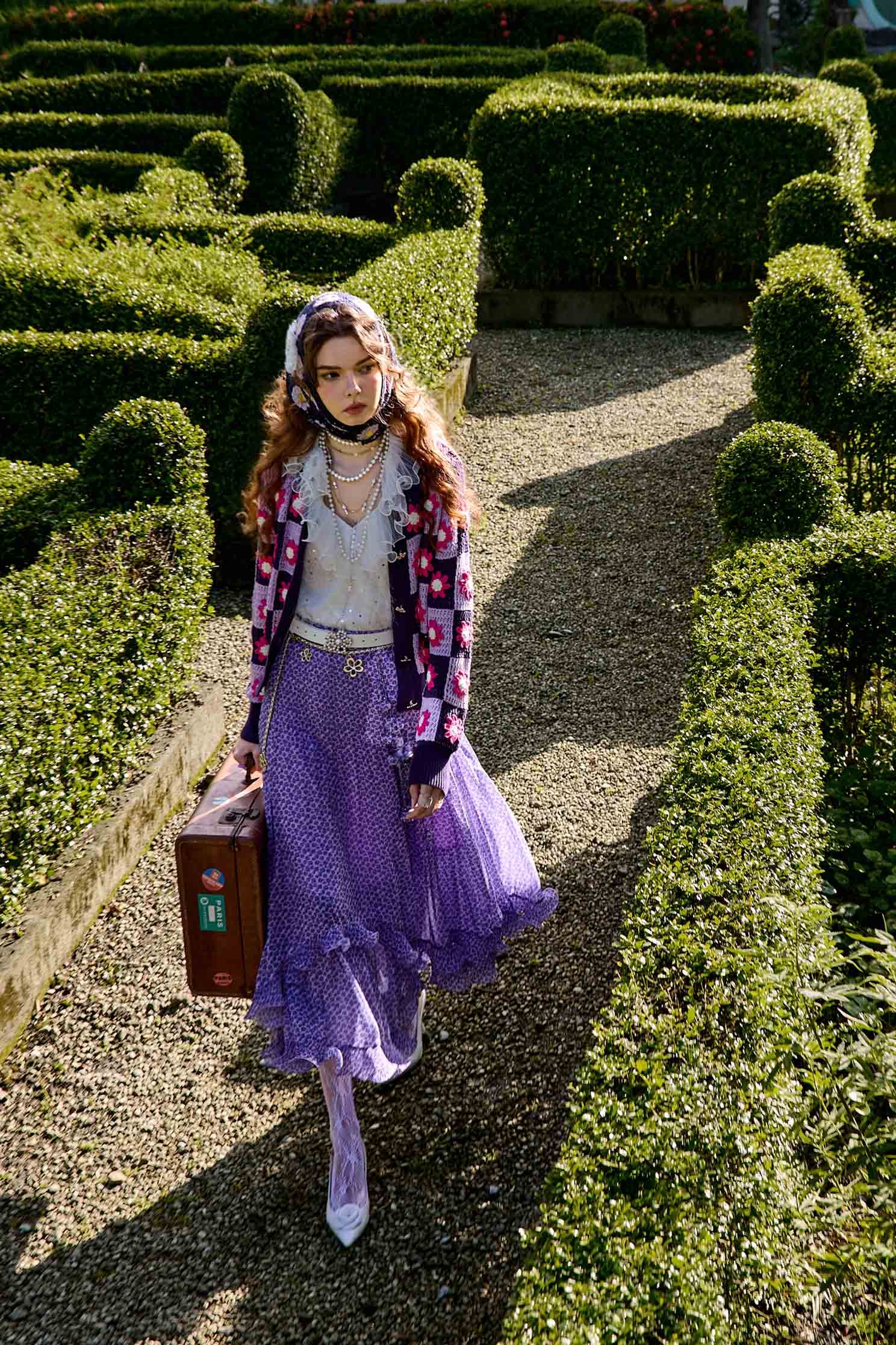 浪漫美人櫻印花雪紡長裙浪漫美人櫻印花雪紡長裙,時髦成套搭配,秋冬穿搭,約會特輯,花花世界,荷葉,長裙,雪紡,雪紡裙,雪紡長裙