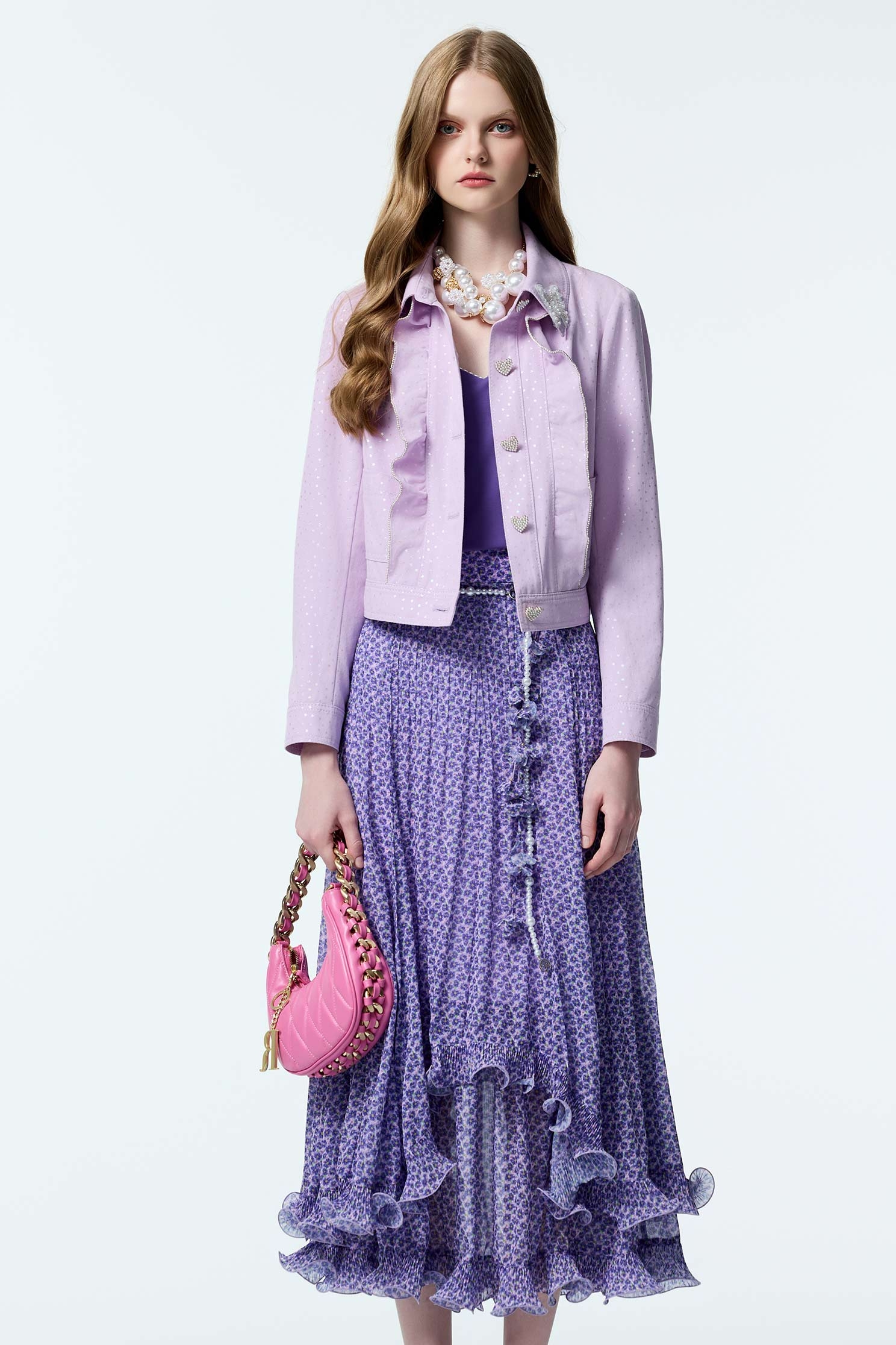 浪漫美人櫻印花雪紡長裙浪漫美人櫻印花雪紡長裙,時髦成套搭配,秋冬穿搭,約會特輯,花花世界,荷葉,長裙,雪紡,雪紡裙,雪紡長裙