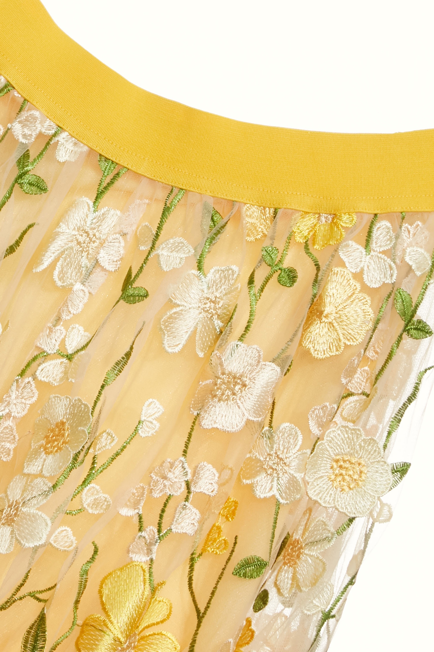 金菊亮黃色刺繡長裙金菊亮黃色刺繡長裙,刺繡,春夏穿搭,網裙,花花世界