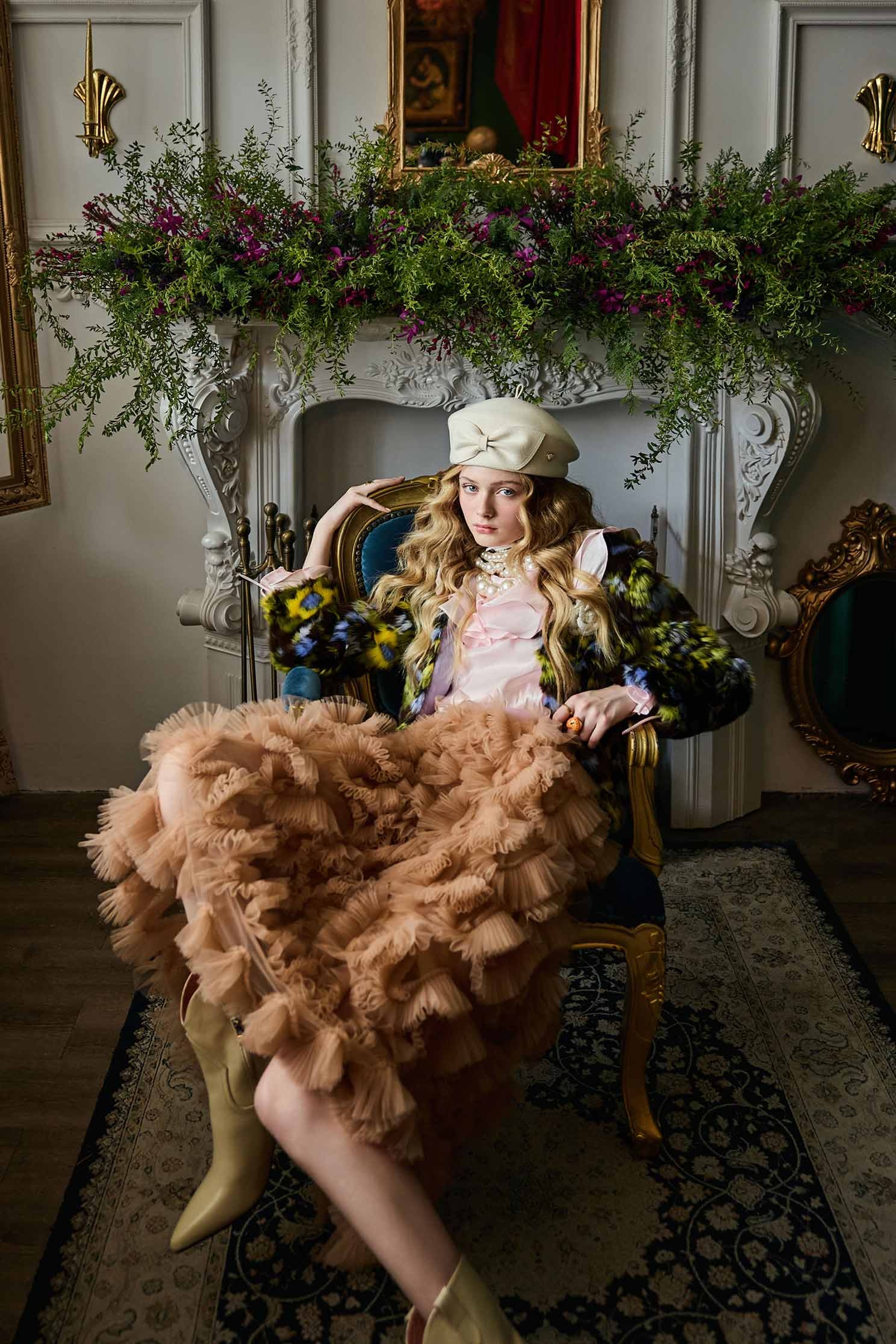 淺焦糖色立體摺飾式長裙淺焦糖色立體摺飾式長裙,春夏穿搭,派對特輯,約會特輯,網裙,荷葉,長裙