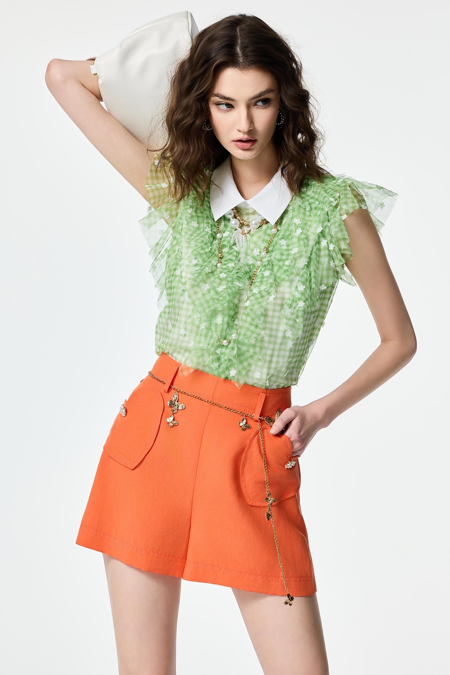 落日珊瑚色愛心口袋短褲落日珊瑚色愛心口袋短褲,人氣商品,春夏穿搭,時髦成套搭配,短褲