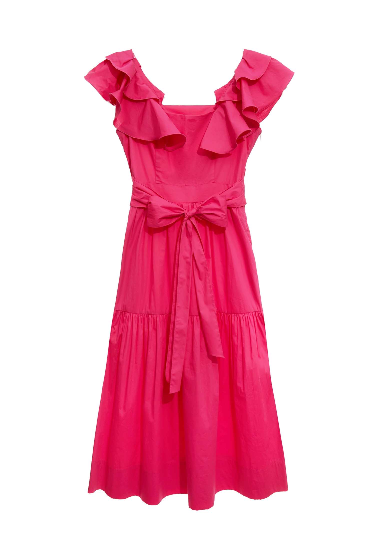 電光紫粉色度假長洋裝電光紫粉色度假長洋裝,一般洋裝,春夏穿搭,洋裝特輯,荷葉,輕奢度假,輕奢渡假,長洋裝