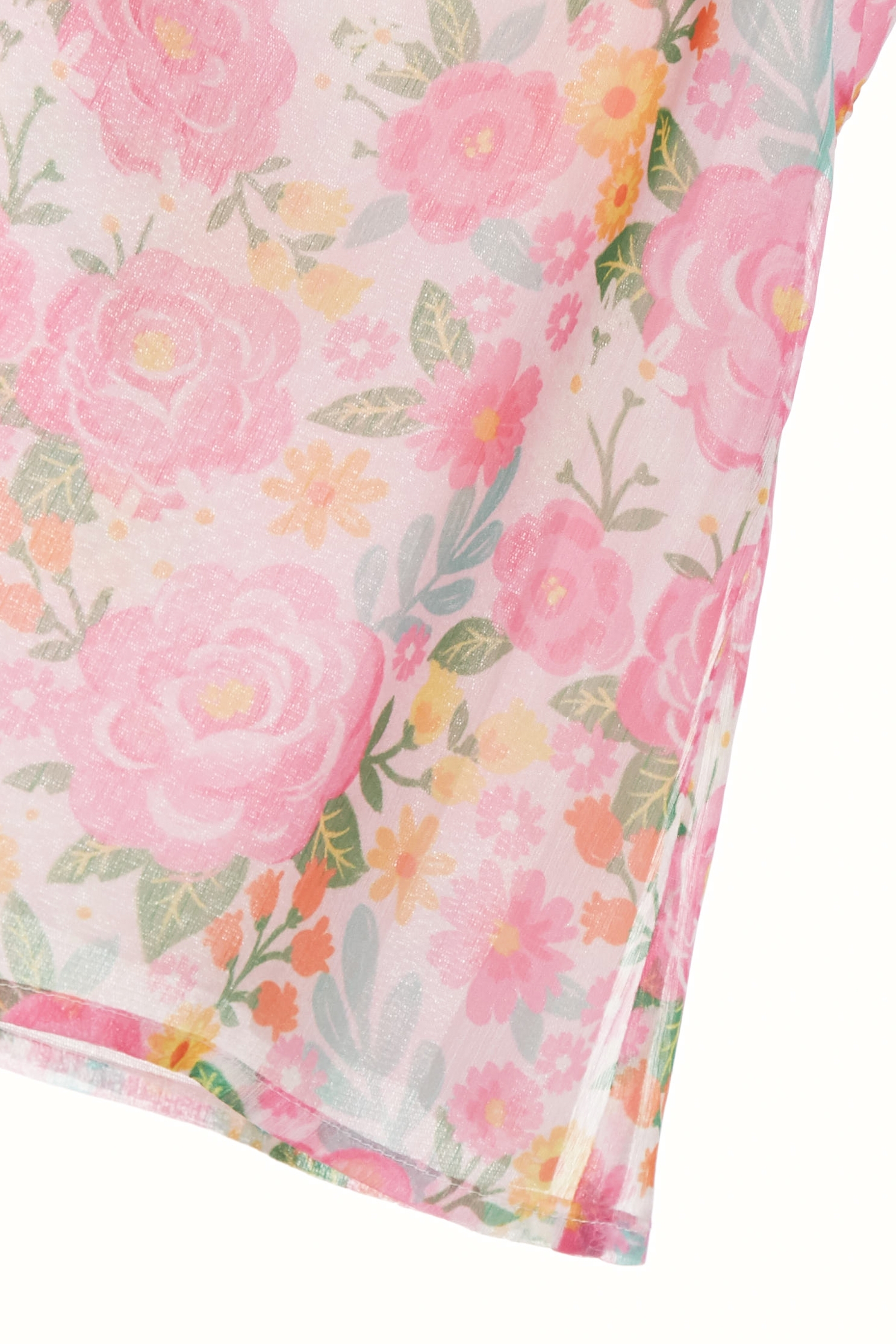 飄逸粉花漫境印花上衣飄逸粉花漫境印花上衣,V領上衣,一般背心,一般背心馬甲,上衣,春夏穿搭,時髦成套搭配,約會特輯,花花世界,荷葉,雪紡