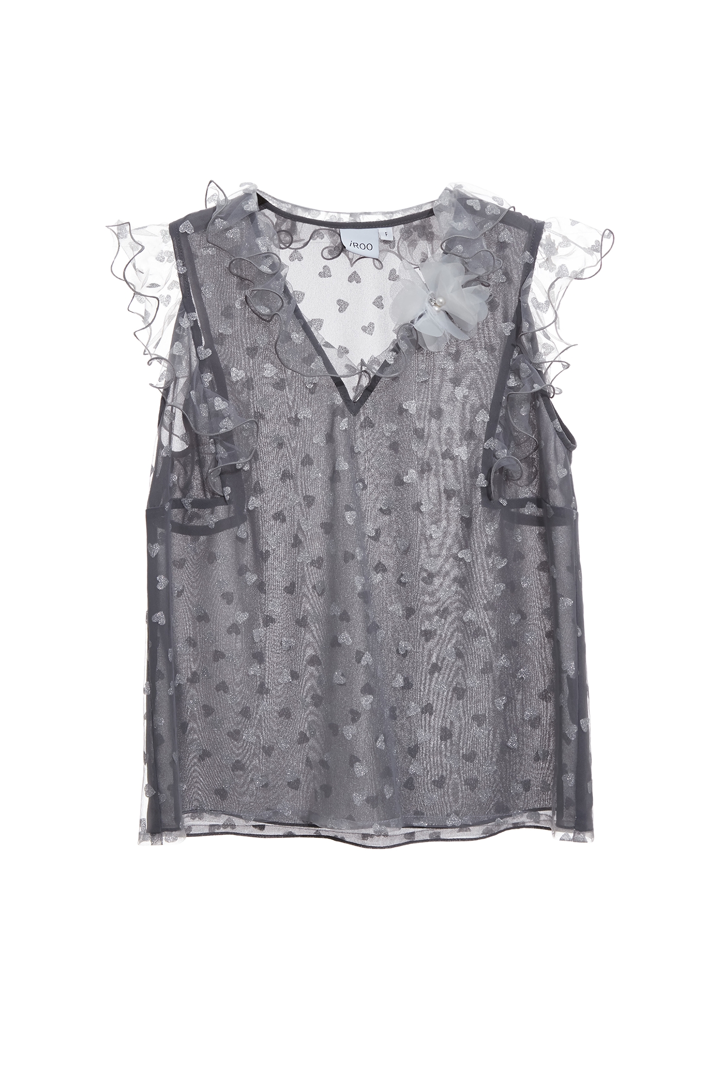 銀色愛心光澤感上衣銀色愛心光澤感上衣,V領上衣,V領背心,一般背心,一般背心馬甲,上班OL穿搭,上衣,人氣商品,無袖上衣,無袖背心,秋冬穿搭,約會特輯,背心,荷葉,輕奢度假,輕奢渡假