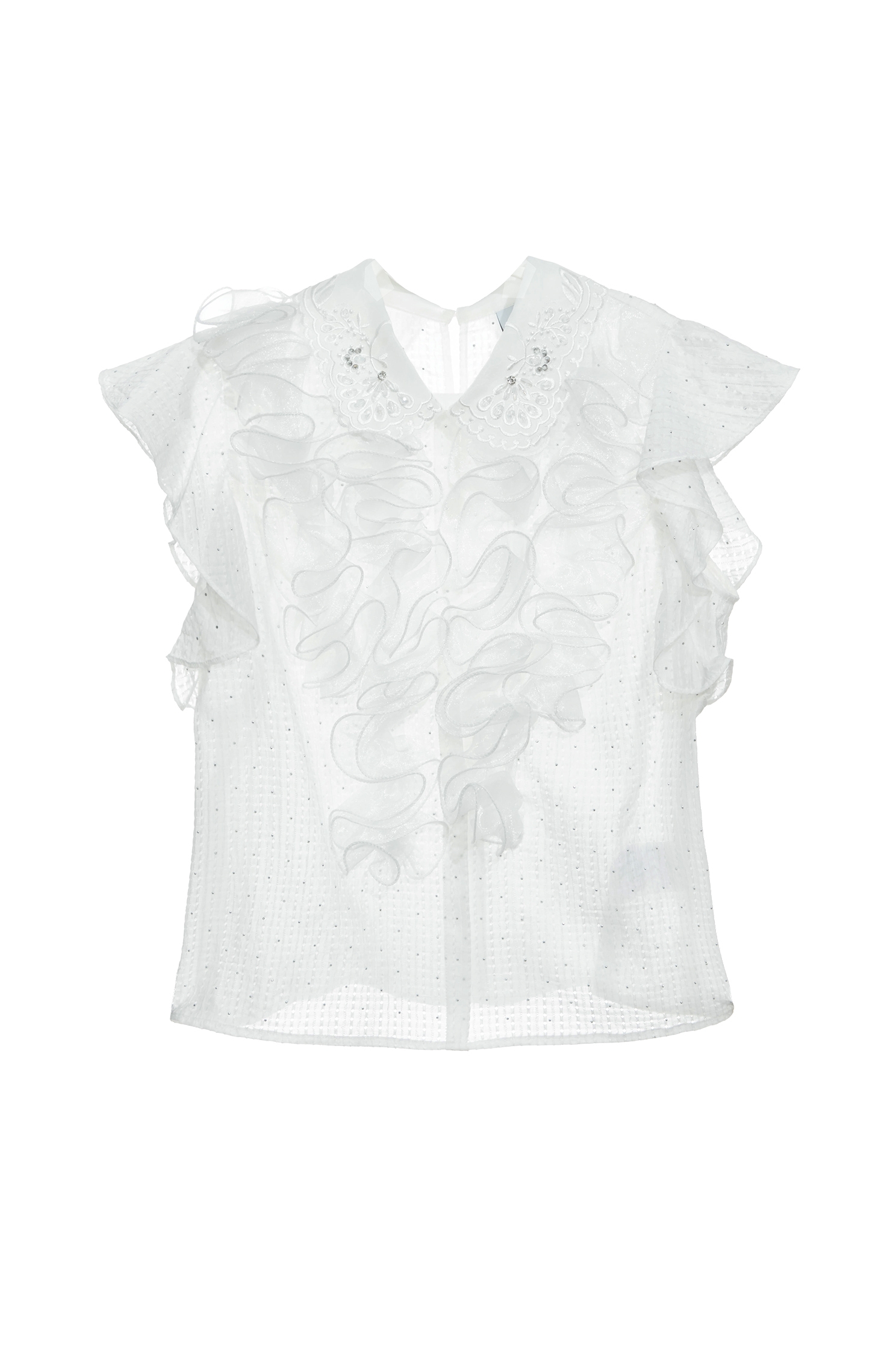 綴繽紛荷葉上衣綴繽紛荷葉上衣,一般背心,一般背心馬甲,上衣,刺繡,春夏穿搭,白色背心,約會特輯,背心,荷葉,蕾絲