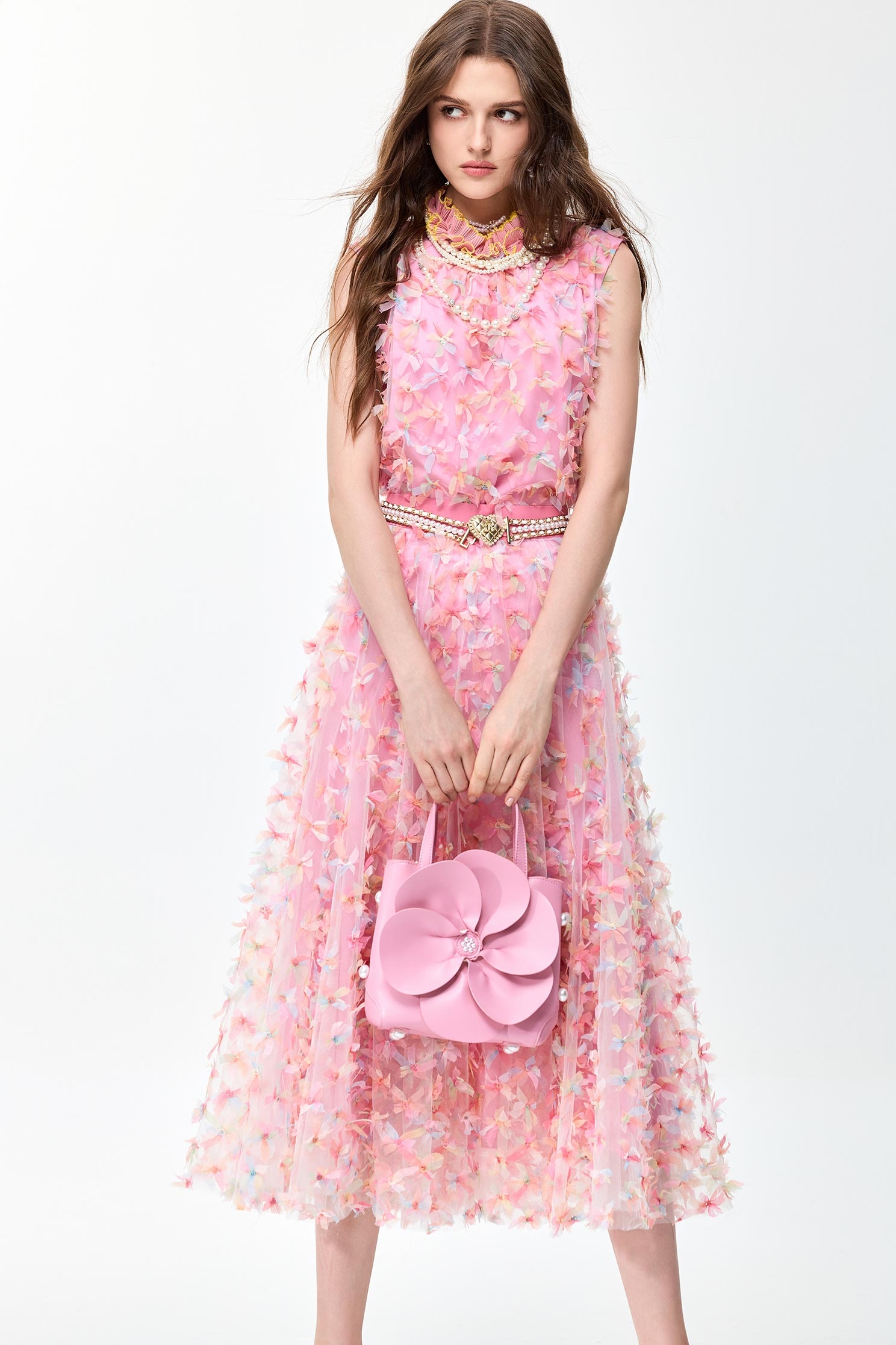 五彩結飾網紗上衣五彩結飾網紗上衣,一般背心,一般背心馬甲,上衣,春夏穿搭,時髦成套搭配,網紗,背心,花花世界,荷葉