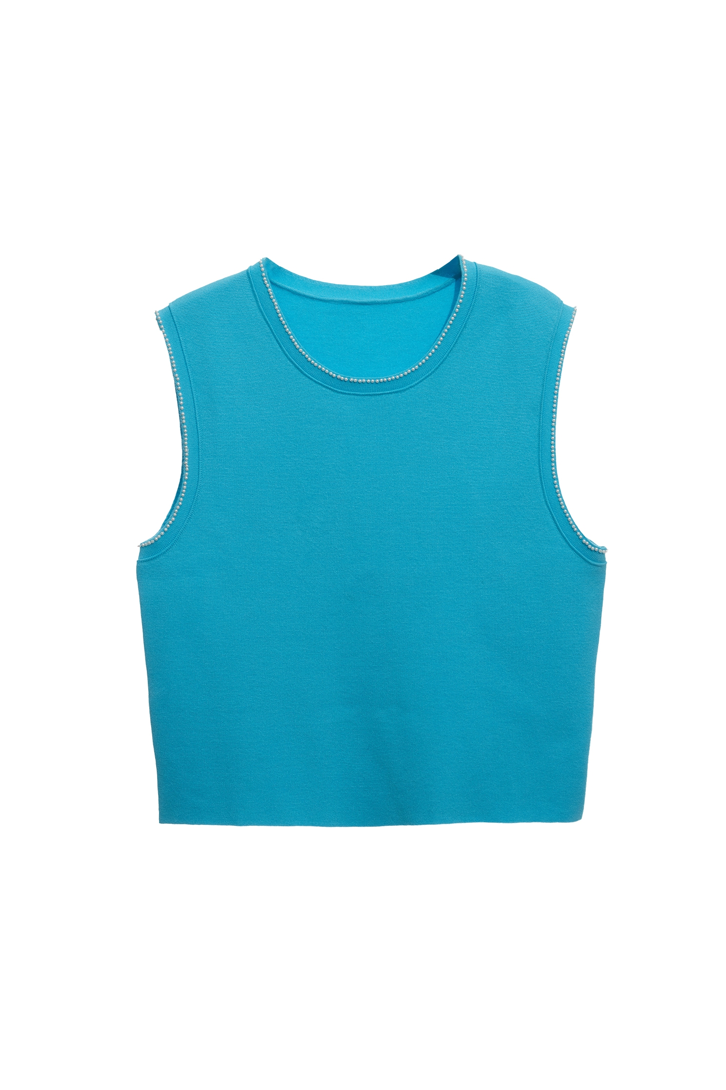 澄澈青藍色鑲珍珠針織上衣澄澈青藍色鑲珍珠針織上衣,一般背心,一般背心馬甲,上衣,春夏穿搭,珍珠,背心,針織,針織背心